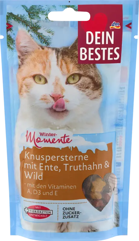 Dein Bestes Katzenleckerli Knuspersternchen mit Ente, Truthahn & Wild