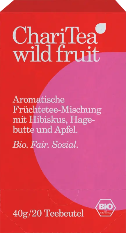 ChariTea Früchtetee "Wild Fruit" mit Hibiskus, Hagebutte & Apfel (20 Beutel)