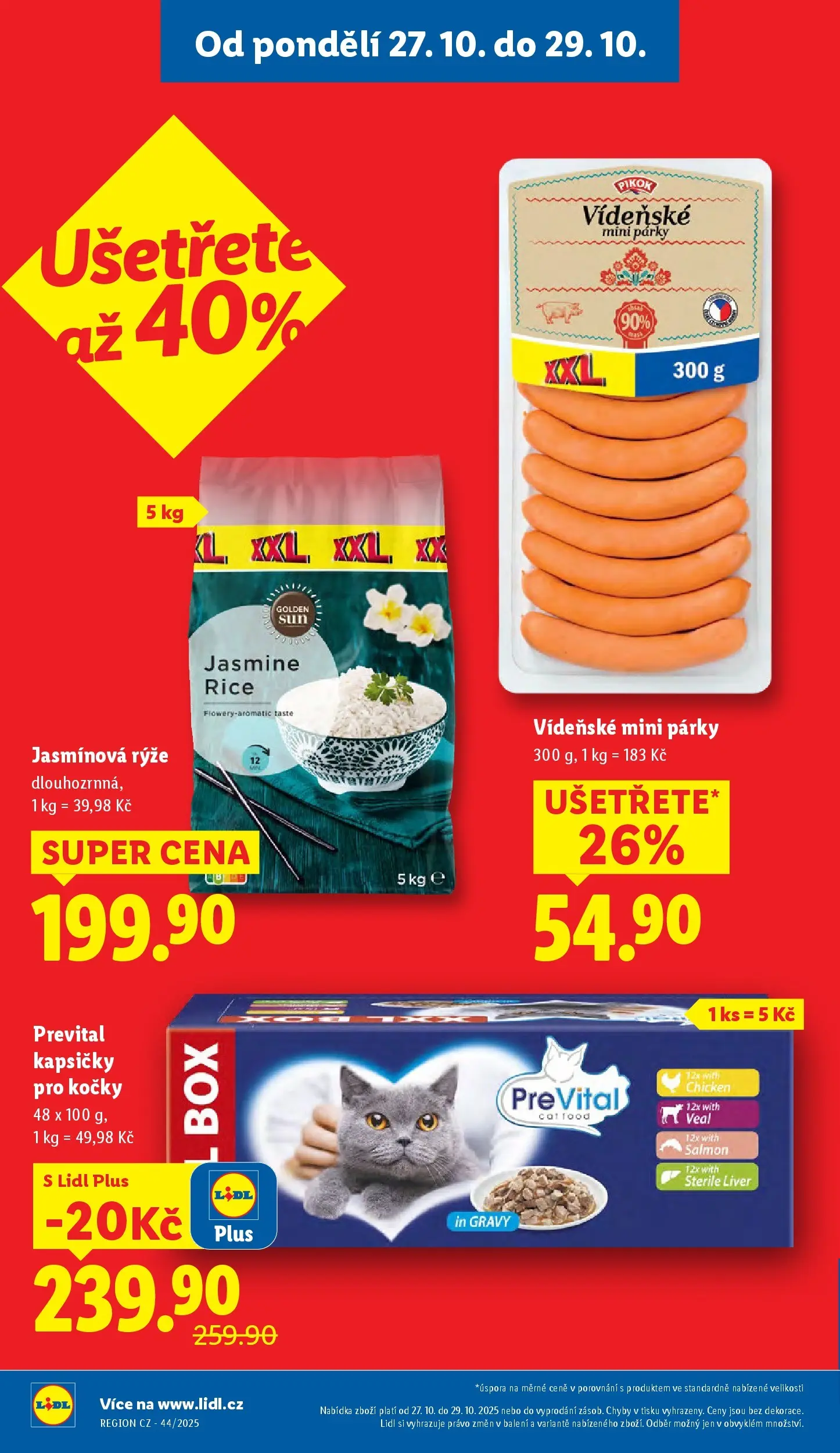 Lidl leták od 26.10.2025 - Nový akční leták | Strana: 2 | Produkty: Rýže, Párky, Kapsičky pro kočky, Jasmínová rýže
