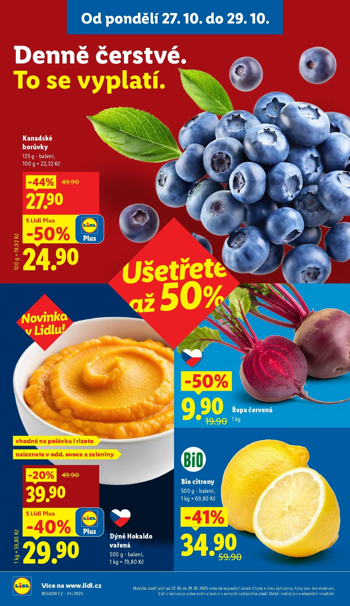 Lidl leták od 26.10.2025 - Nový akční leták | Strana: 8 | Produkty: Ovoce, Borůvky, Rizoto, Dýně
