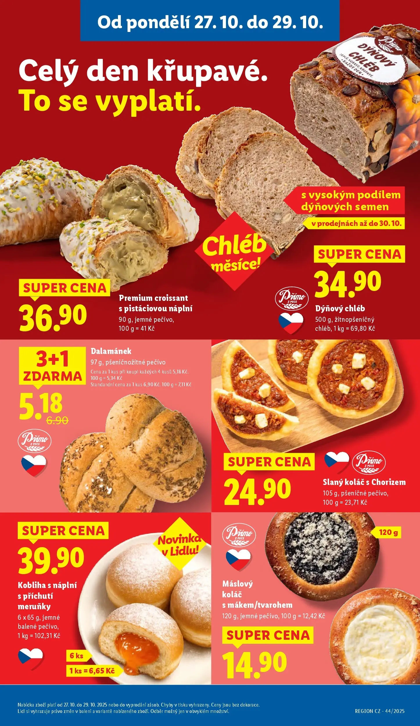 Lidl leták od 26.10.2025 - Nový akční leták | Strana: 11 | Produkty: Donut, Pečivo, Meruňky, Dalamánek