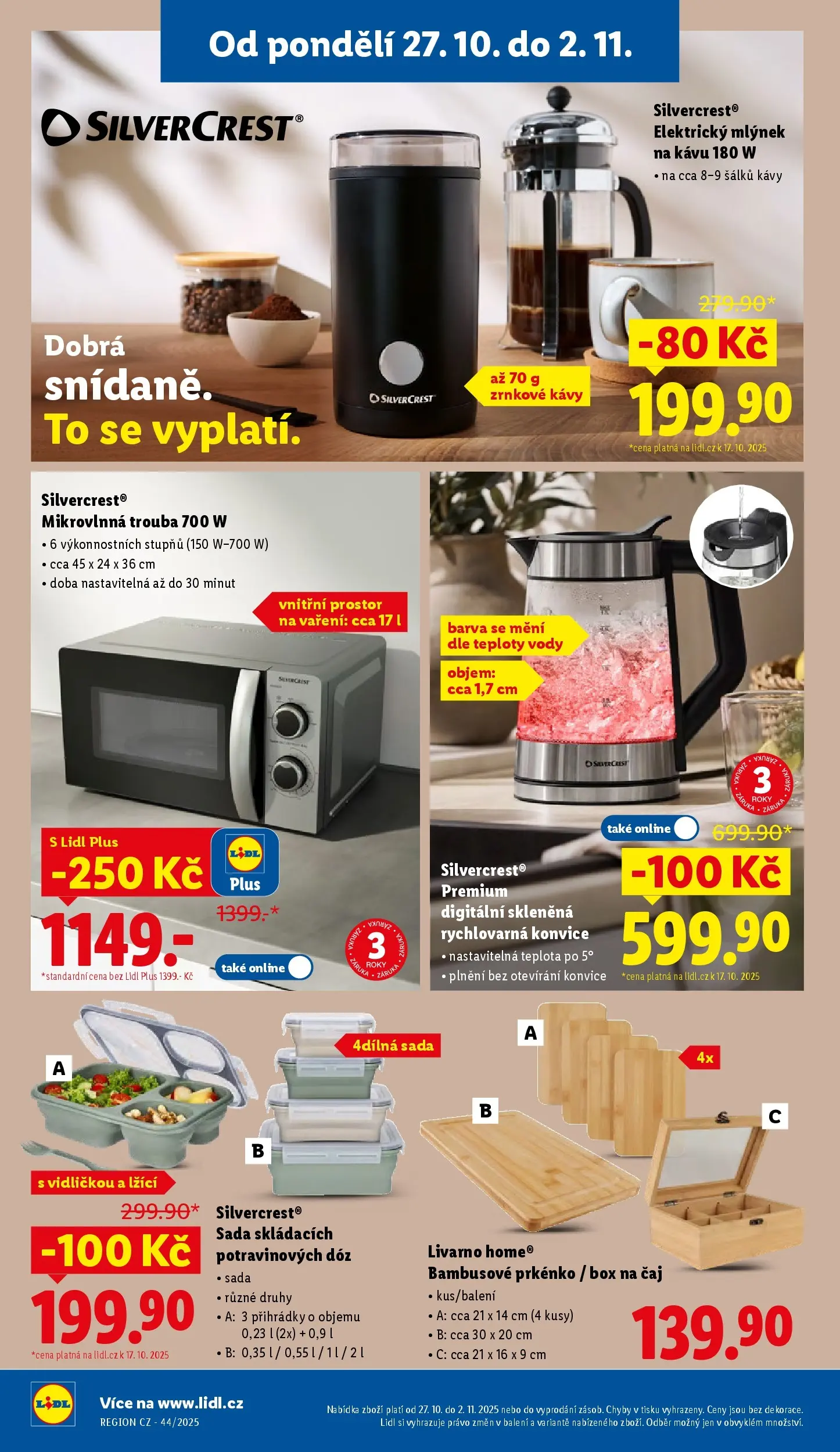 Lidl leták od 26.10.2025 - Nový akční leták | Strana: 48 | Produkty: Mlýnek na kávu, Čaj, Trouba, Mlýnek