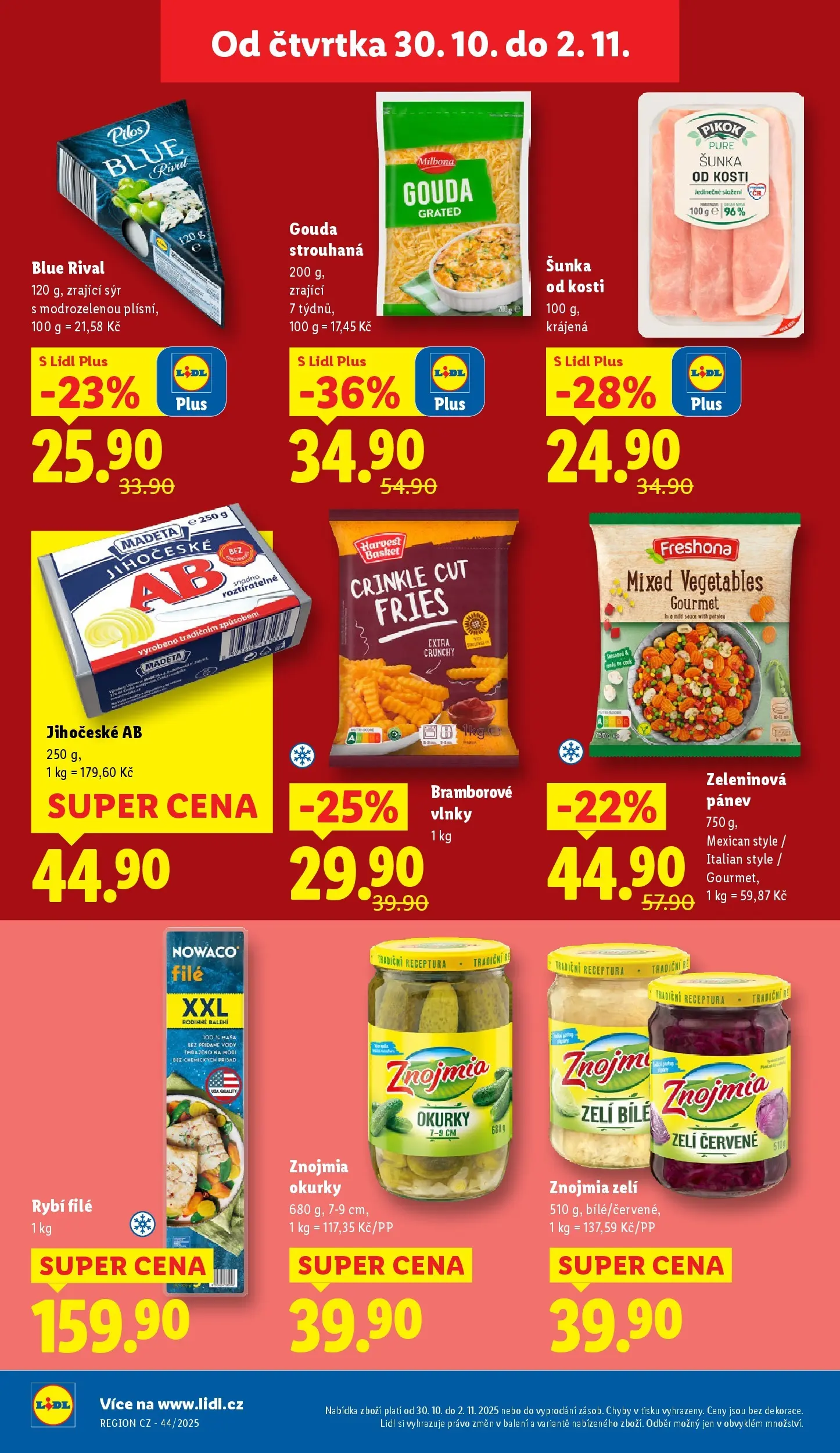 Lidl leták od 29.10.2025 - Nový akční leták | Strana: 12 | Produkty: Sýr, Šunka, Okurky, Milbona