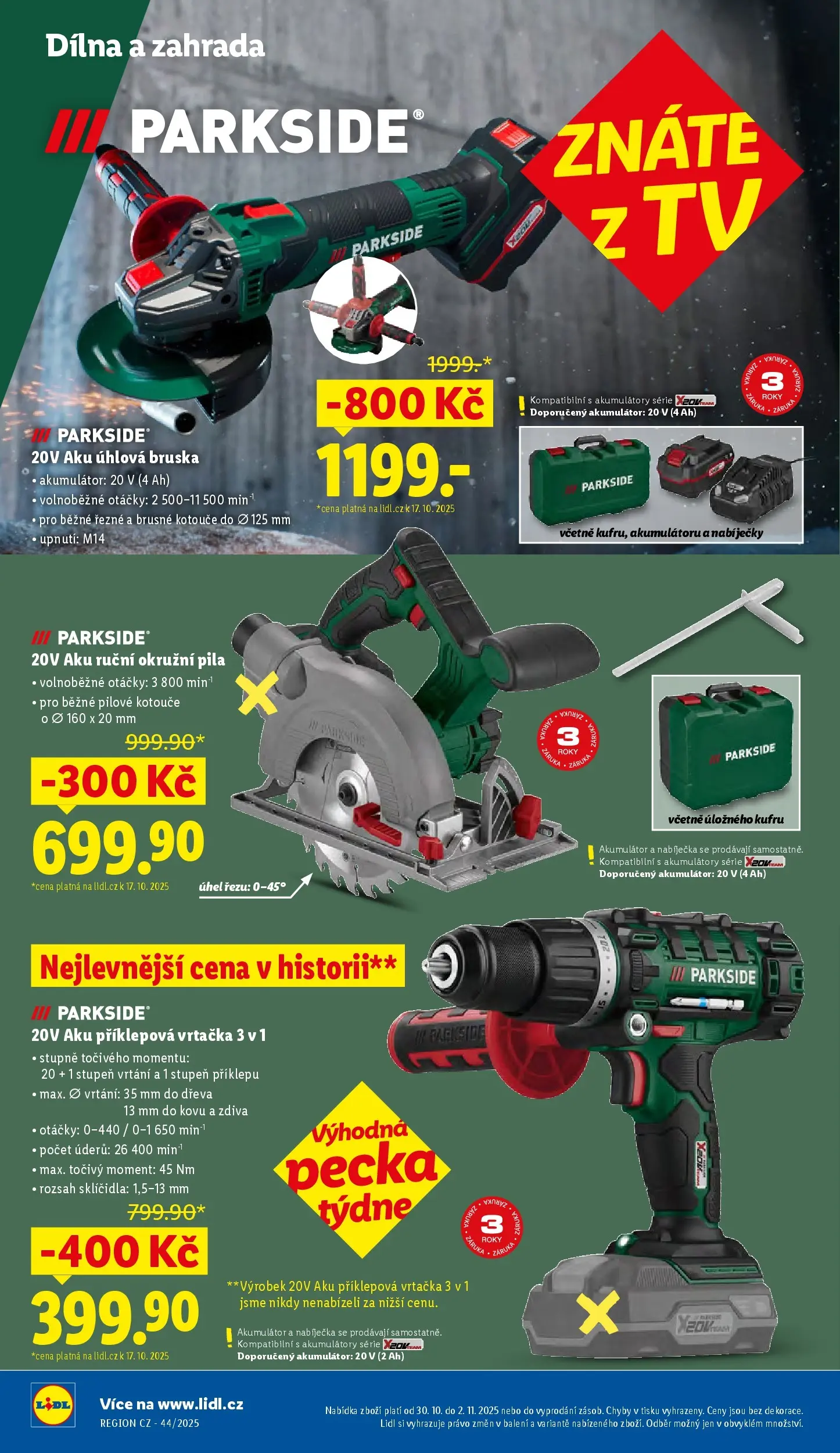 Lidl leták od 29.10.2025 - Nový akční leták | Strana: 30 | Produkty: Aku příklepová vrtačka, Tv, Aku úhlová bruska, Vrtačka