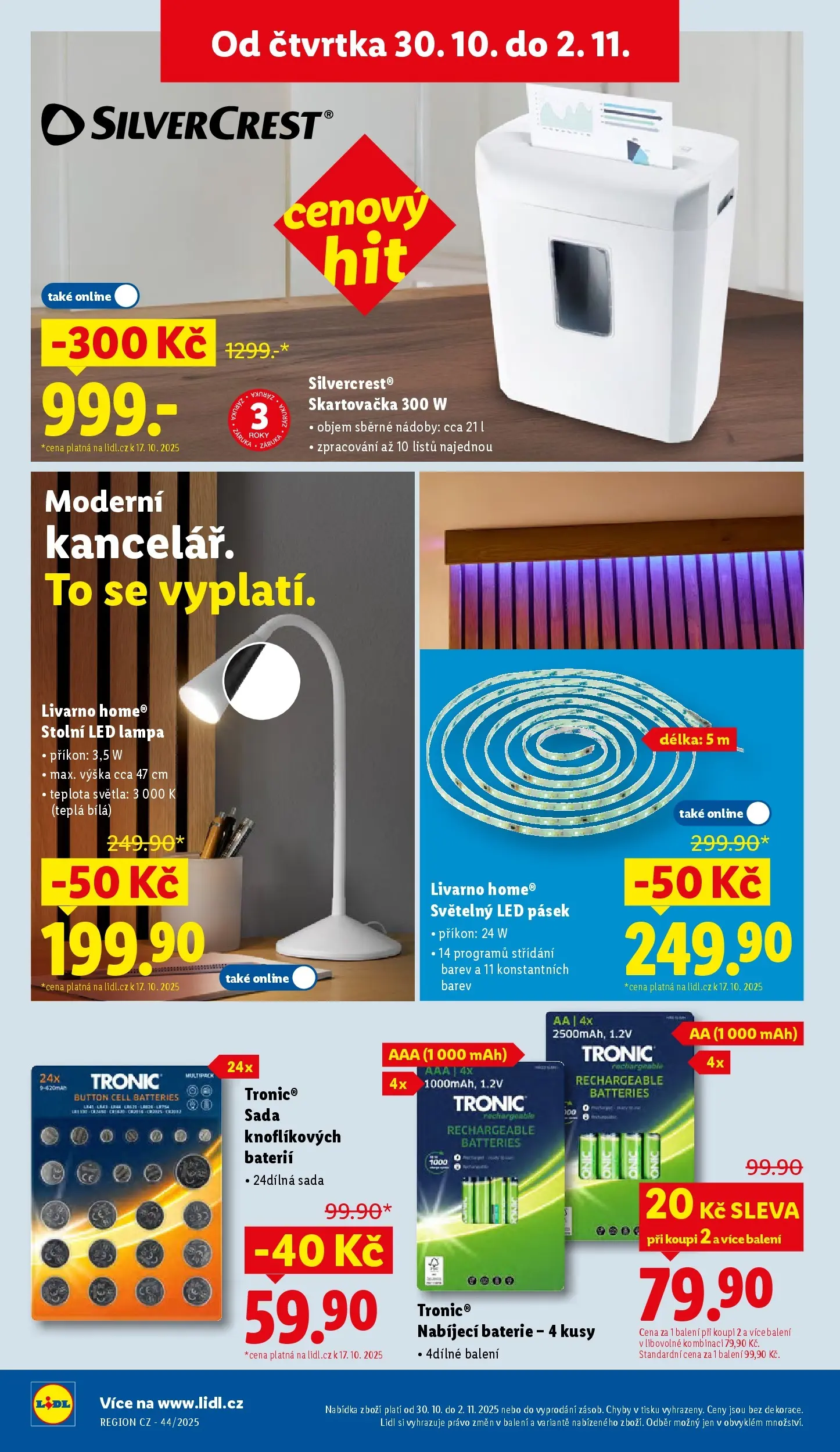 Lidl leták od 29.10.2025 - Nový akční leták | Strana: 40 | Produkty: Nabíjecí baterie, Baterie, Lampa, LED