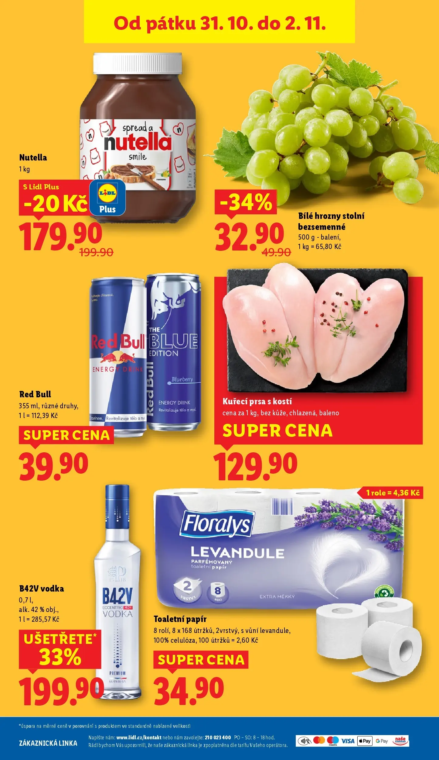 Lidl leták od 29.10.2025 - Nový akční leták | Strana: 43 | Produkty: Toaletní papír, Red Bull, Hrozny, Energy drink