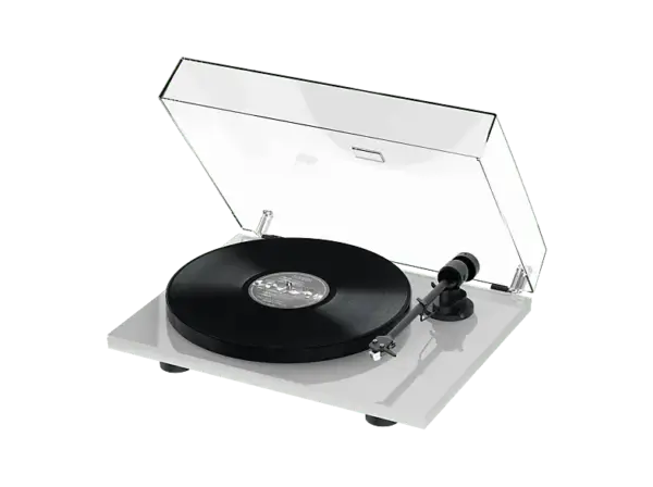Pro-Ject E1 SE Plattenspieler mit Audio Technica AT 3600 L Tonabnehmer, Hochglanz Hellgrau