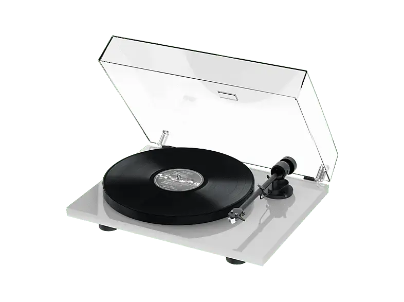 Pro-Ject E1 SE Plattenspieler mit Audio Technica AT 3600 L Tonabnehmer, Hochglanz Hellgrau