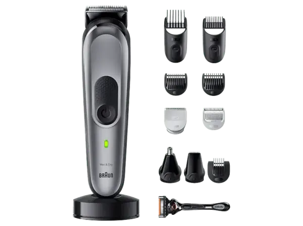 Braun Series 7 All-In-One Style Kit AIO7440 Geschenkedition Bodygroomer Set, Silber, Akkubetrieb
