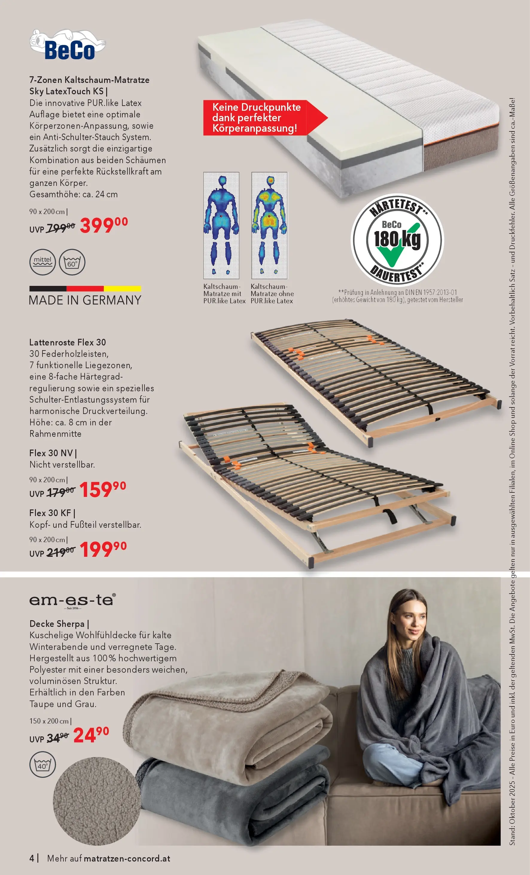 Matratzen Concord Ottensheim von 29.10.2025 - Aktuelle Angebote | Seite: 4 | Produkte: Gewicht, Matratze, Decke