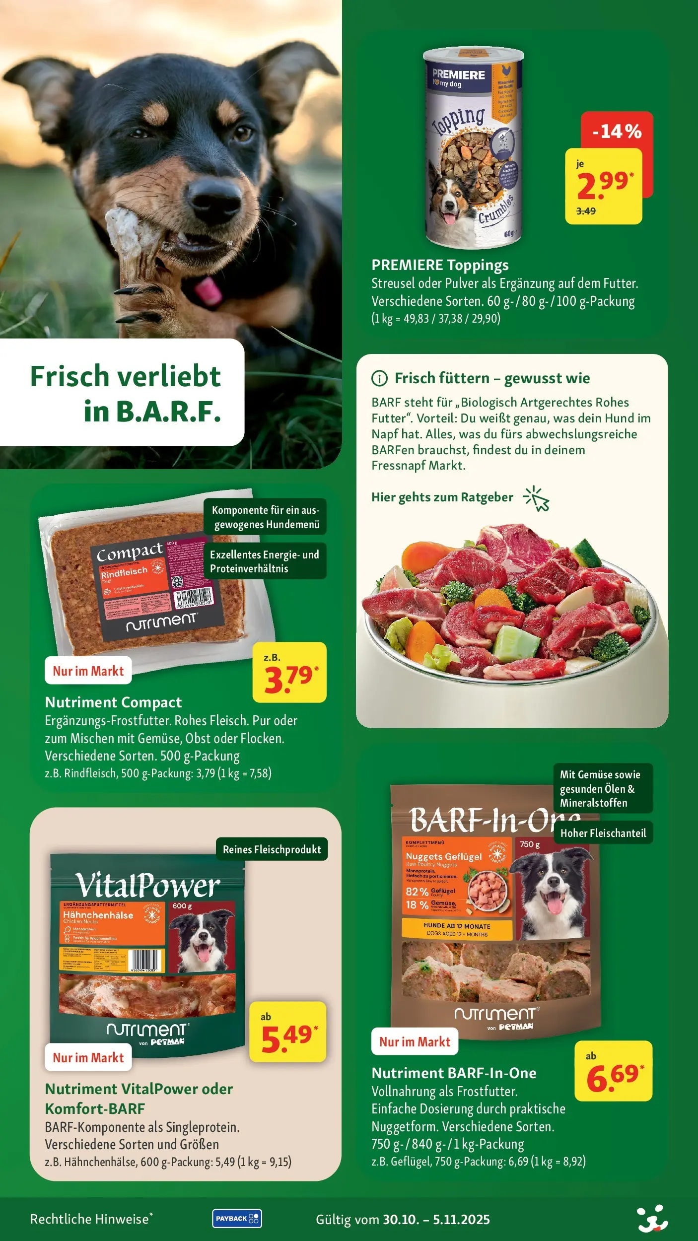 Fressnapf Prospekt 	 (ab 30.10.2025) zum Blättern | Seite: 14 | Produkte: Gemüse, Obst, Rindfleisch