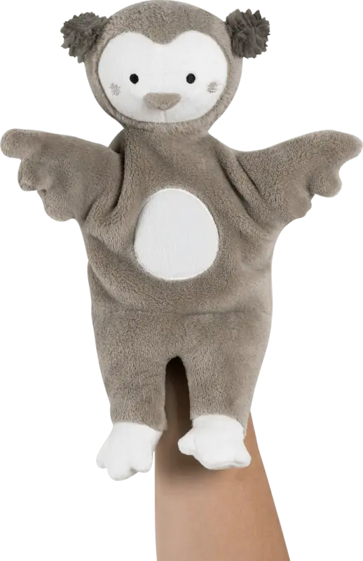 fehn Handpuppe Eule, grau