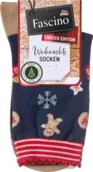 Fascino Socken XMAS mit Lebkuchen-Muster blau Gr. 35-38