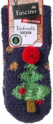 Fascino Kuschelsocken XMAS mit Tannenbaum-Motiv blau Gr. 39-42