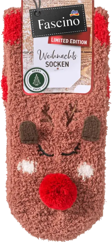Fascino Kuschelsocken XMAS mit Rentier-Motiv braun Gr. 39-42