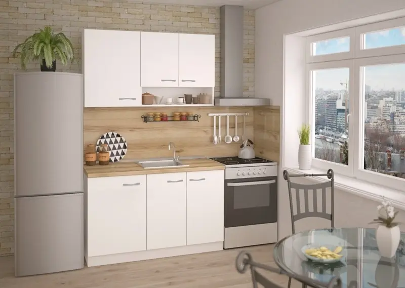 Кухненски комплект без термоплот Геномакс 135 см бял