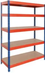 Метален стелаж с 5 рафта Rivet 300 EB44 син/оранжев 192x100x50см / до 300кг на рафт
