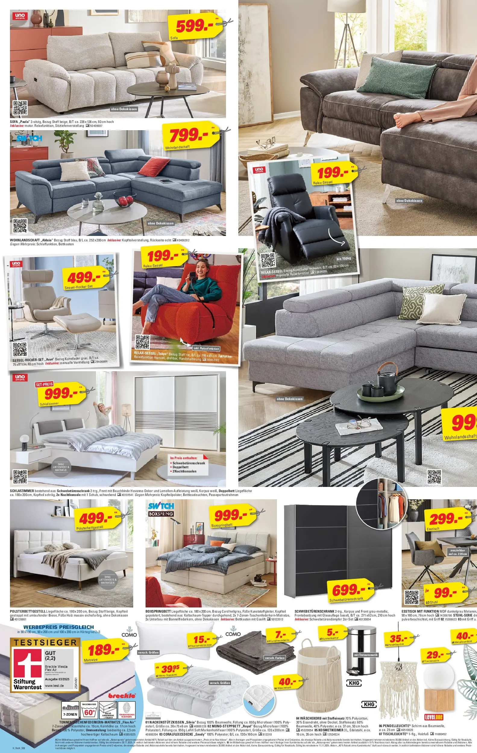 Höffner Prospekt Fuldabrück	 (ab 29.10.2025) zum Blättern | Seite: 2 | Produkte: Esstisch, Matratze, Sessel, Stuhl