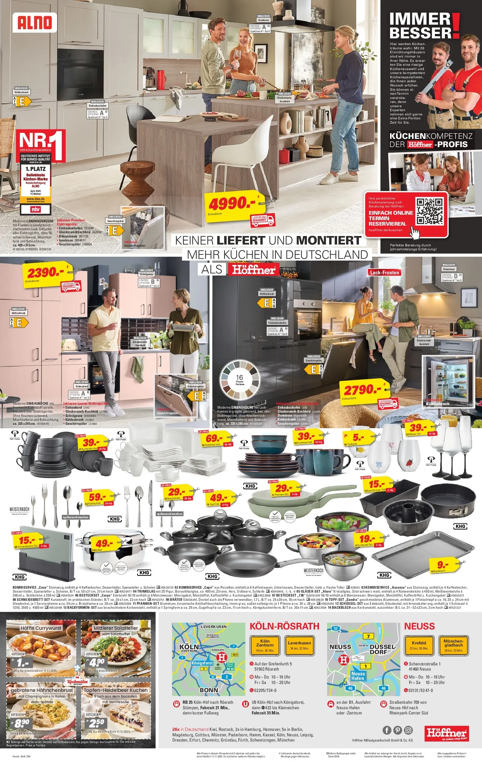 Höffner Prospekt Fuldabrück	 (ab 29.10.2025) zum Blättern | Seite: 4 | Produkte: Geschirrspüler, Einbauküche, Kühlschrank, Kuchen