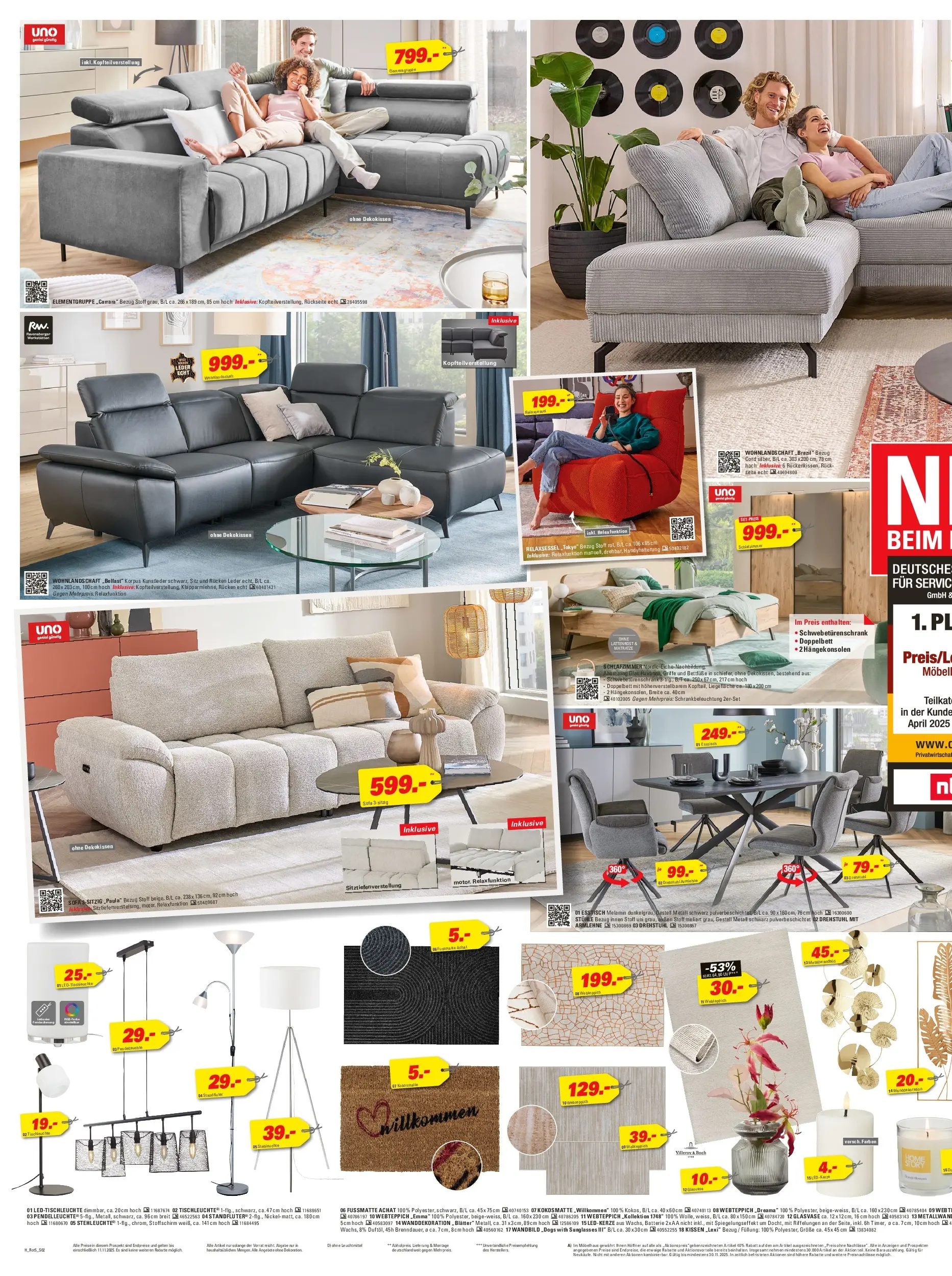 Höffner Prospekt Schönefeld	 (ab 29.10.2025) zum Blättern | Seite: 2 | Produkte: Esstisch, Schwebetürenschrank, Doppelbett, Fußmatte