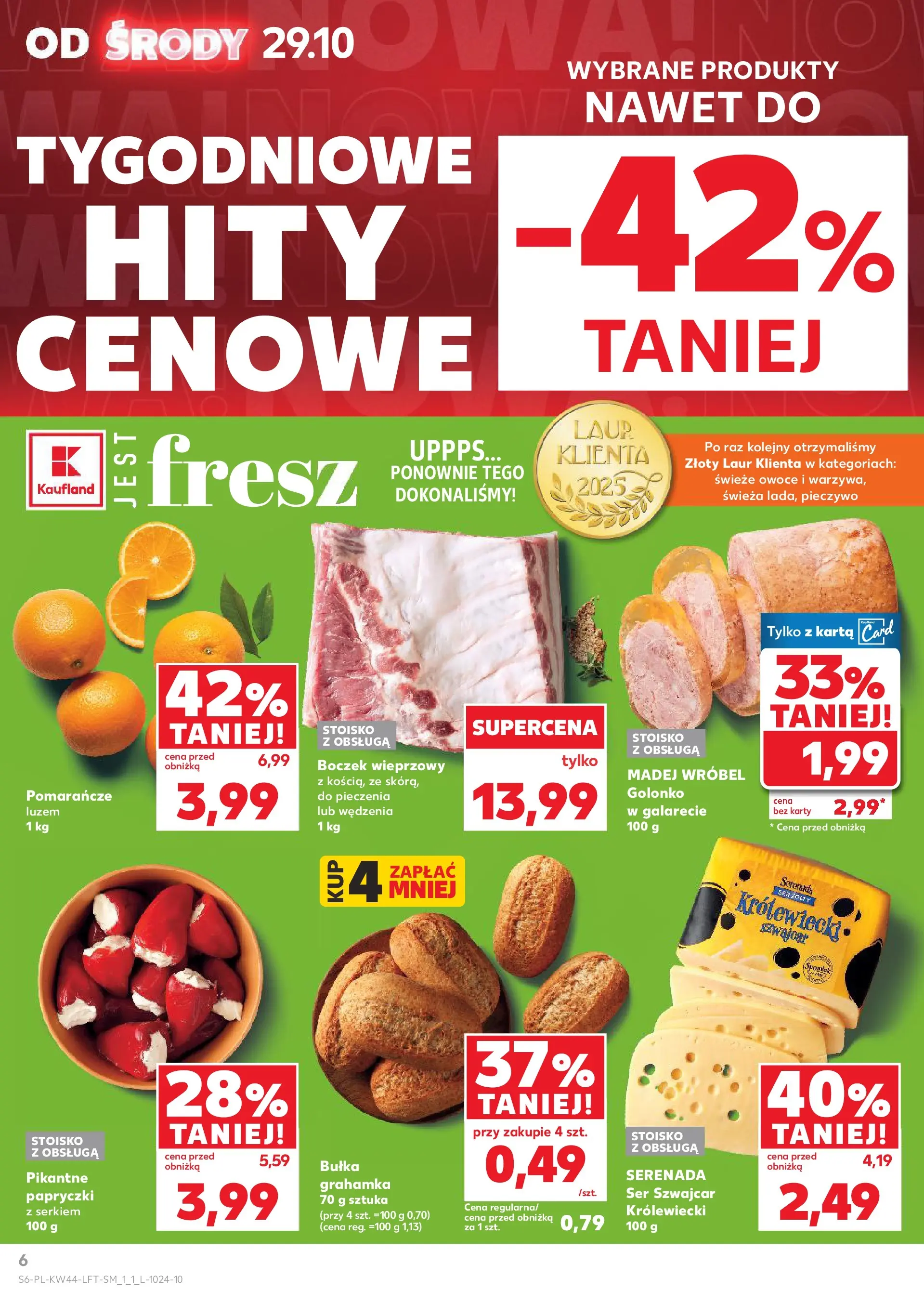 Kaufland gazetka od 29.10.2025 - od jutra PDF | Strona: 6 | Produkty: Pieczywo, Karta, Pomarańcze, Owoce