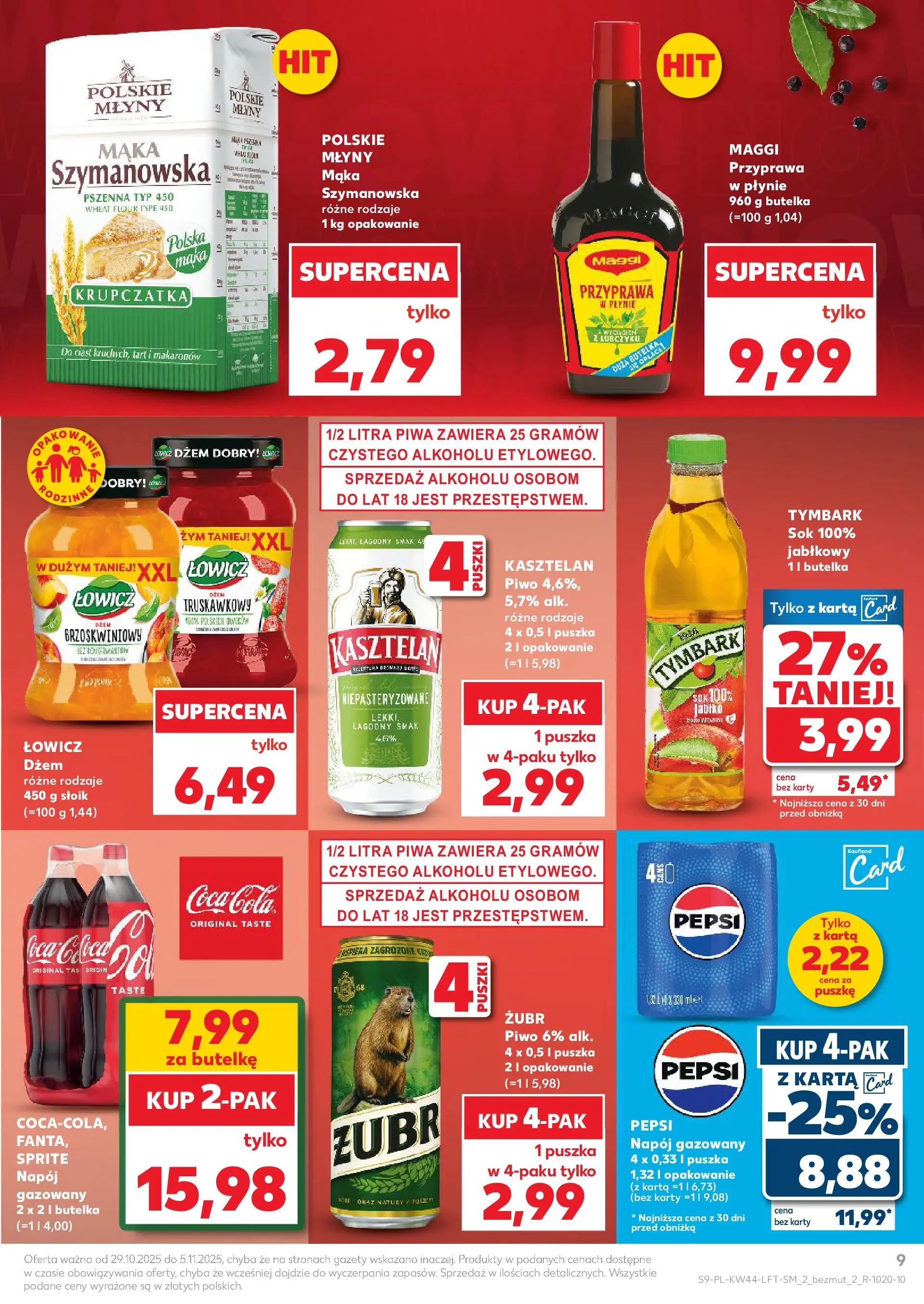 Kaufland gazetka od 29.10.2025 - od jutra PDF | Strona: 9 | Produkty: Karta, Coca cola, Dżem, Sok