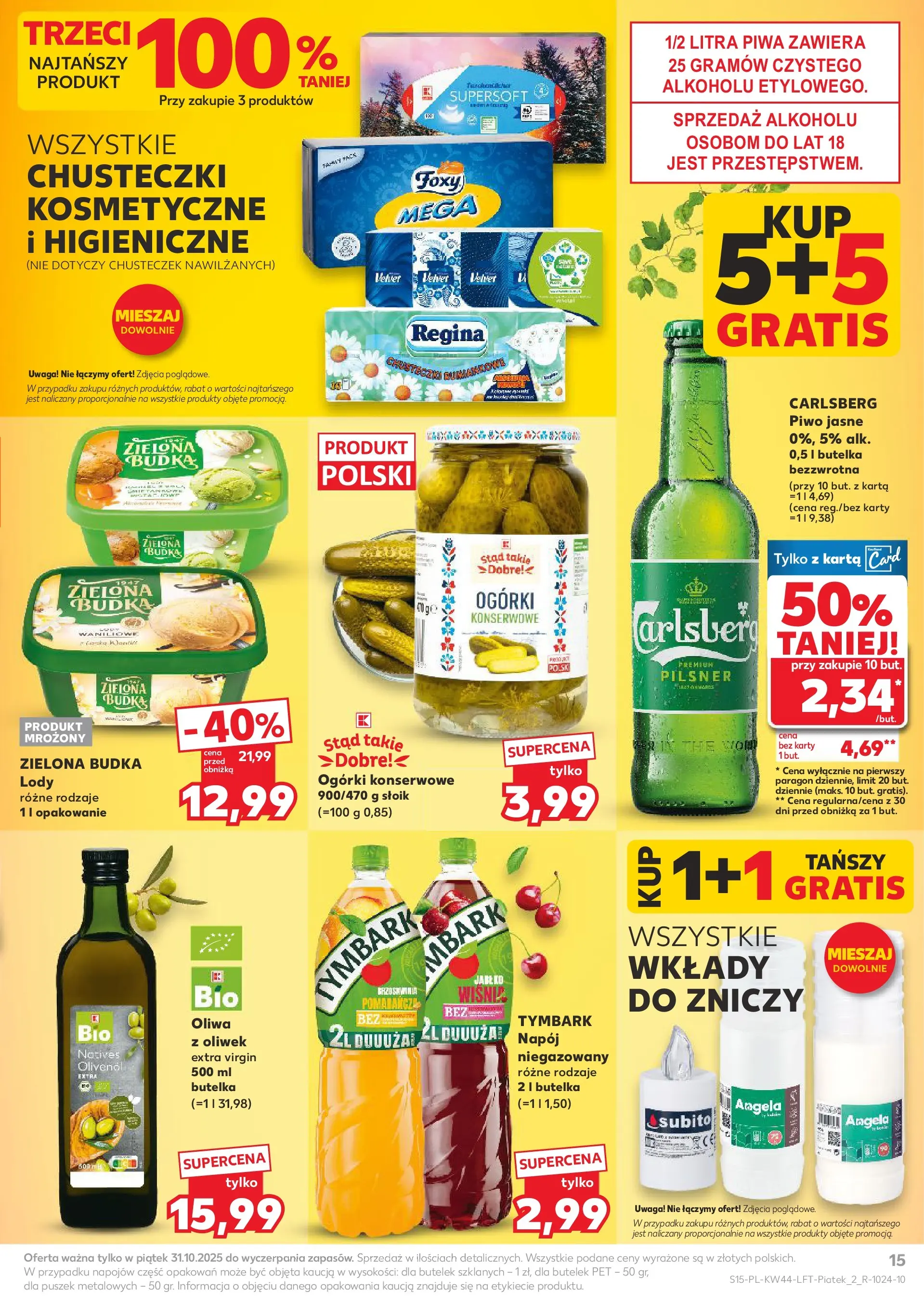 Kaufland gazetka od 29.10.2025 - od jutra PDF | Strona: 15 | Produkty: Piwo, Ogórki, Lody, Ogórki konserwowe