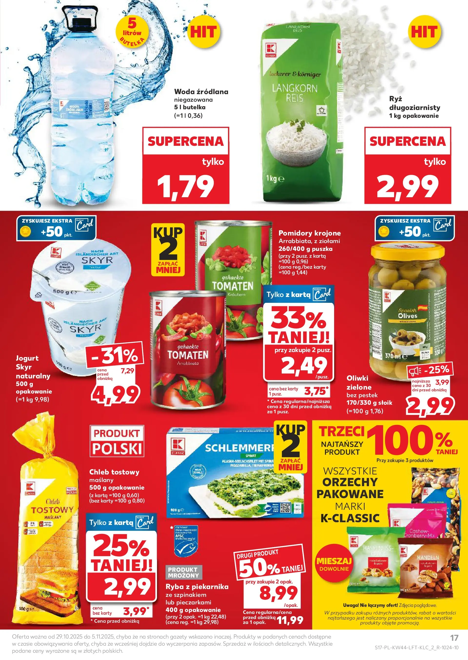 Kaufland gazetka od 29.10.2025 - od jutra PDF | Strona: 17 | Produkty: Chleb tostowy, Orzechy, Ryba, Woda