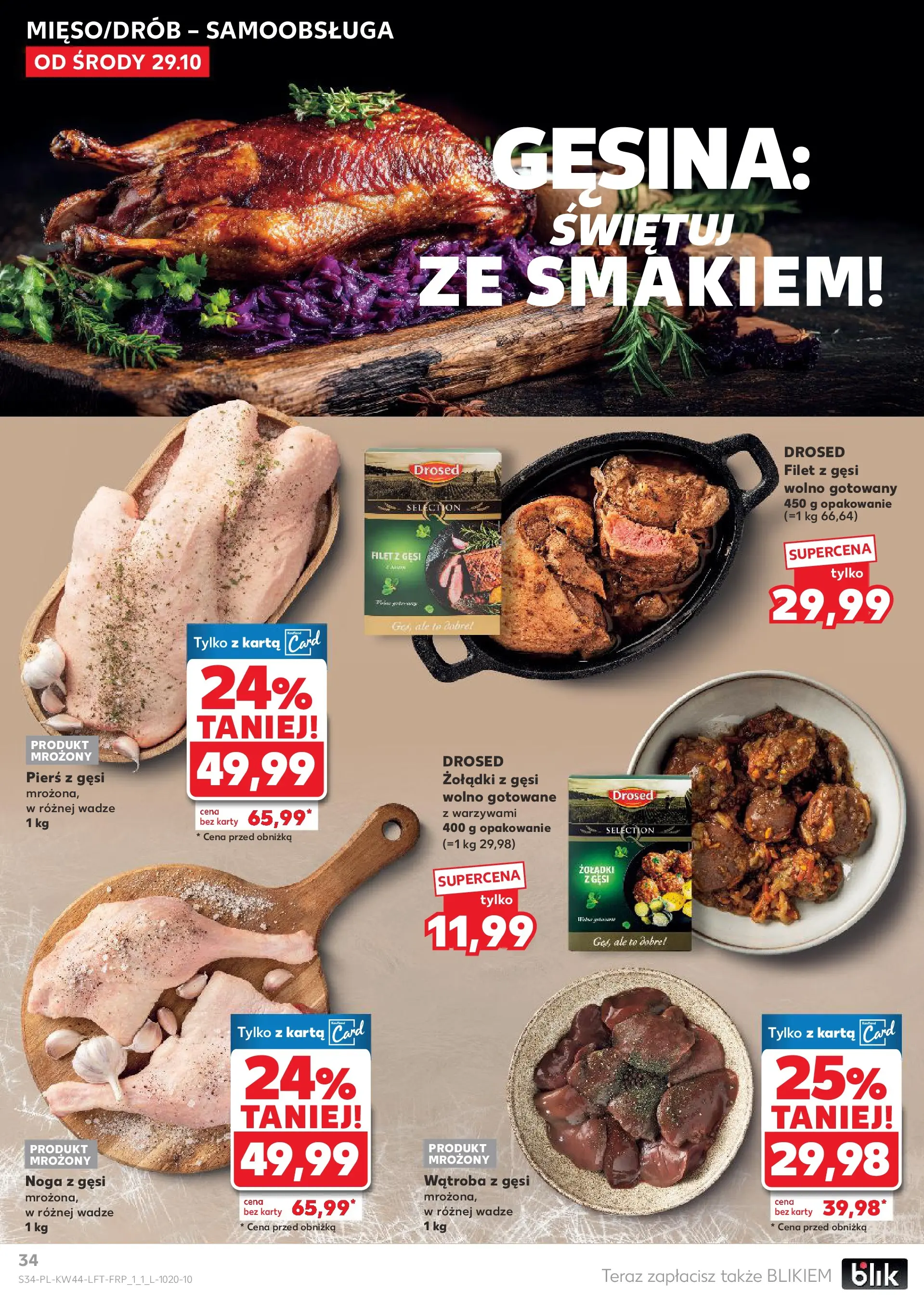 Kaufland gazetka od 29.10.2025 - od jutra PDF | Strona: 34 | Produkty: Karta, Pierś z gęsi, Wolno gotowane