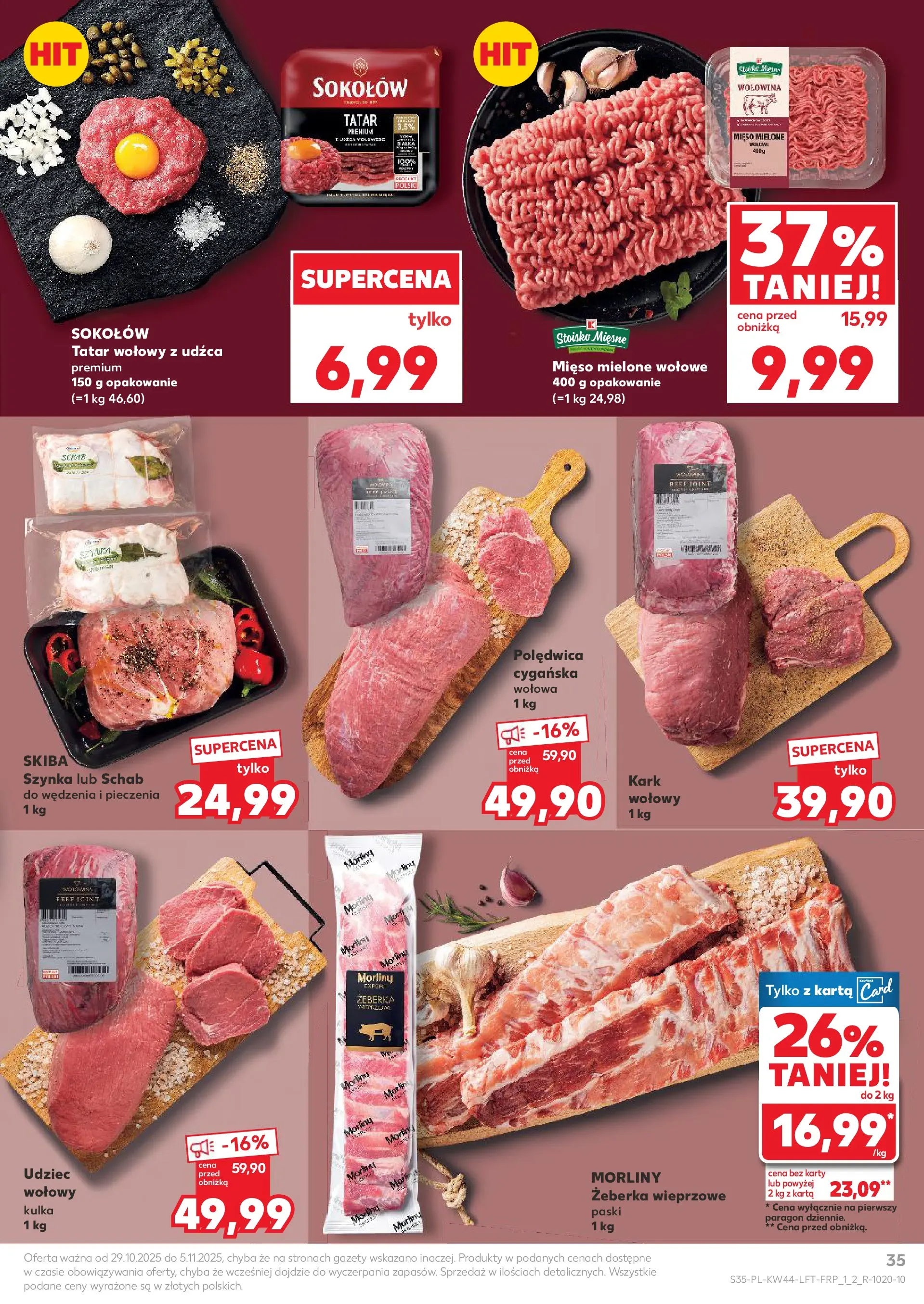 Kaufland gazetka od 29.10.2025 - od jutra PDF | Strona: 35 | Produkty: Karta, Mięso, Mięso mielone, Wołowina