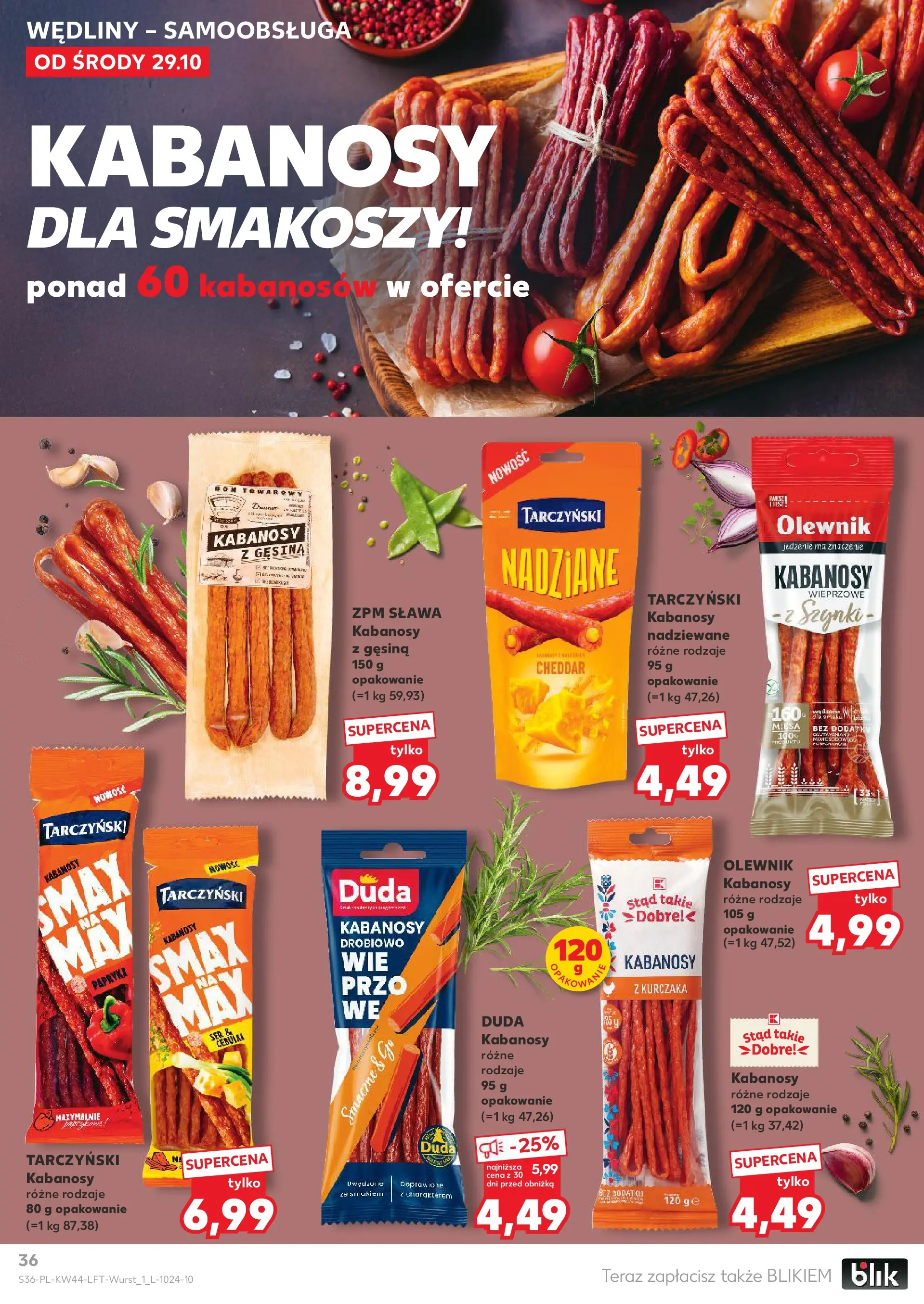 Kaufland gazetka od 29.10.2025 - od jutra PDF | Strona: 36 | Produkty: Kabanosy, Papryka, Wędliny, Cheddar
