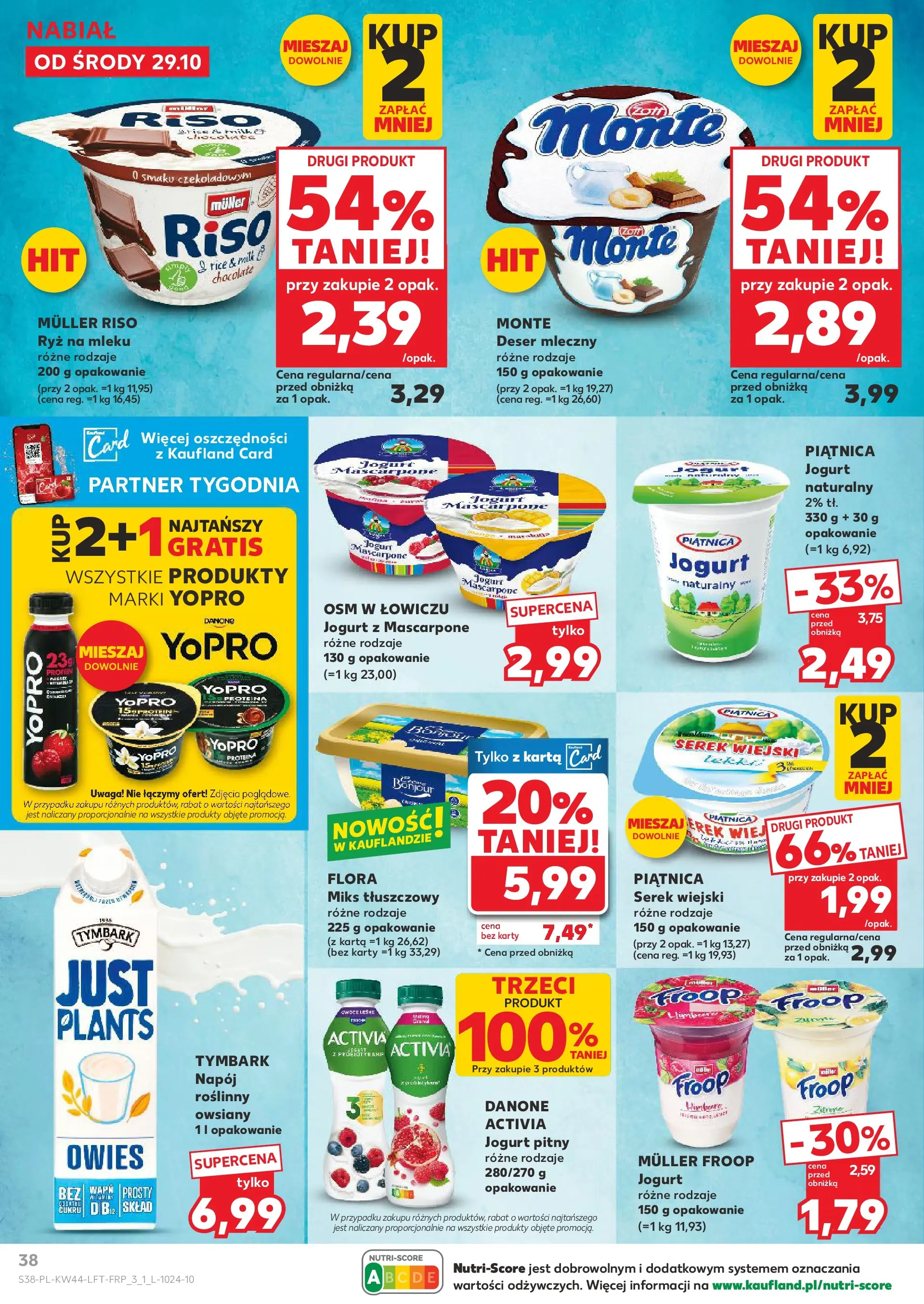 Kaufland gazetka od 29.10.2025 - od jutra PDF | Strona: 38 | Produkty: Karta, Mascarpone, Jogurt, Ryż