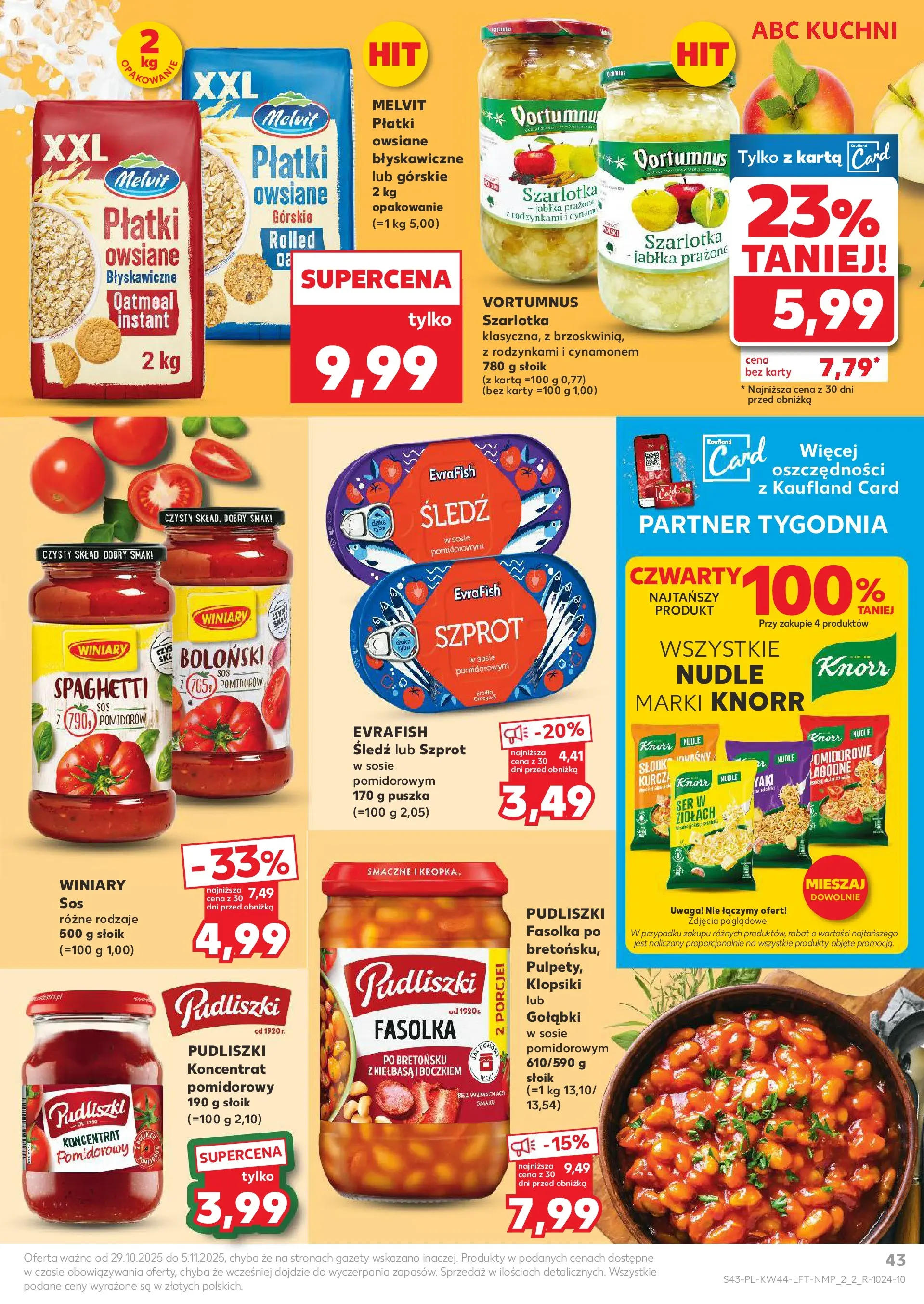 Kaufland gazetka od 29.10.2025 - od jutra PDF | Strona: 43 | Produkty: Karta, Płatki owsiane, Płatki górskie, Ser
