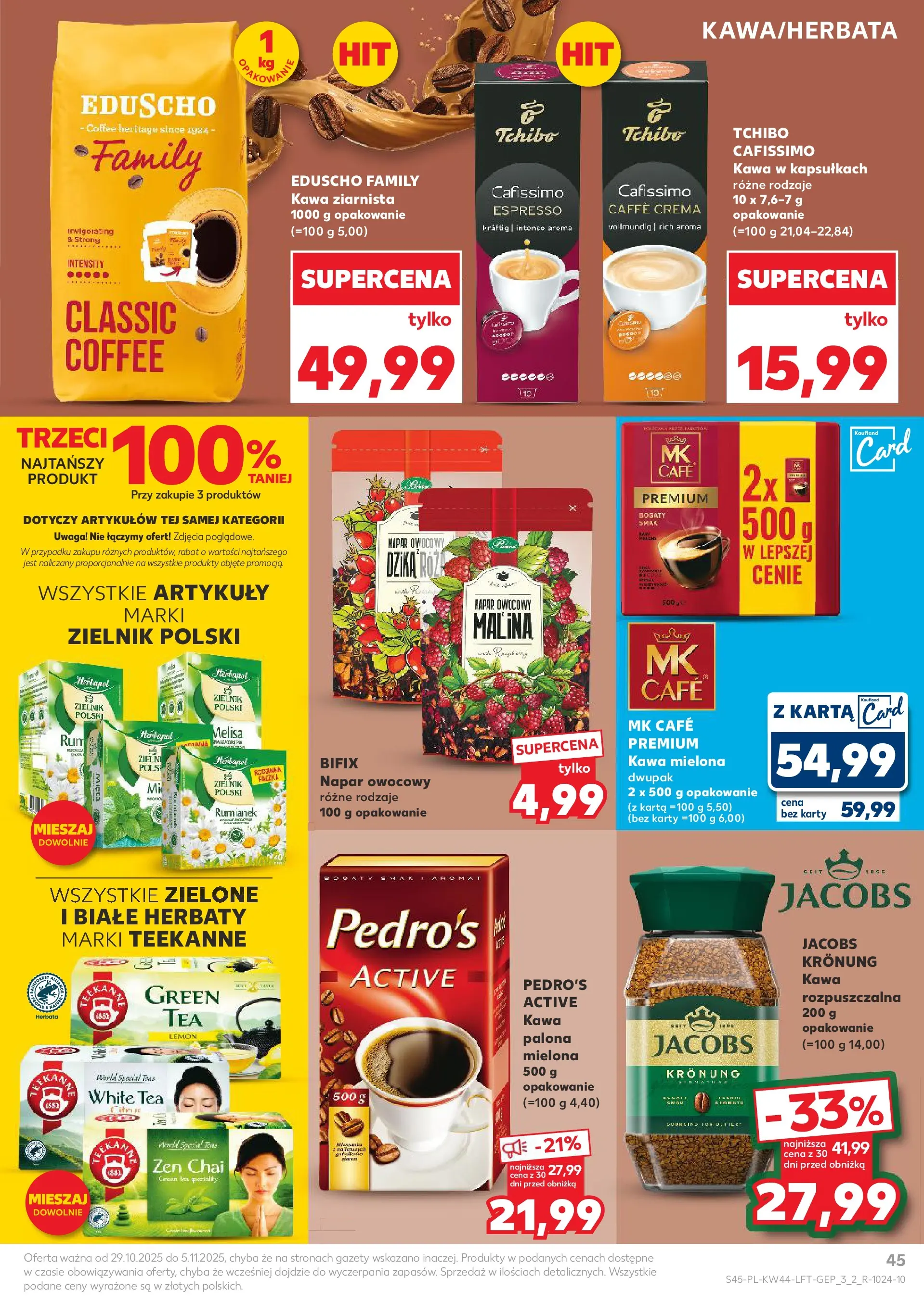 Kaufland gazetka od 29.10.2025 - od jutra PDF | Strona: 45 | Produkty: Malina, Kawa ziarnista, Kawa, Herbata
