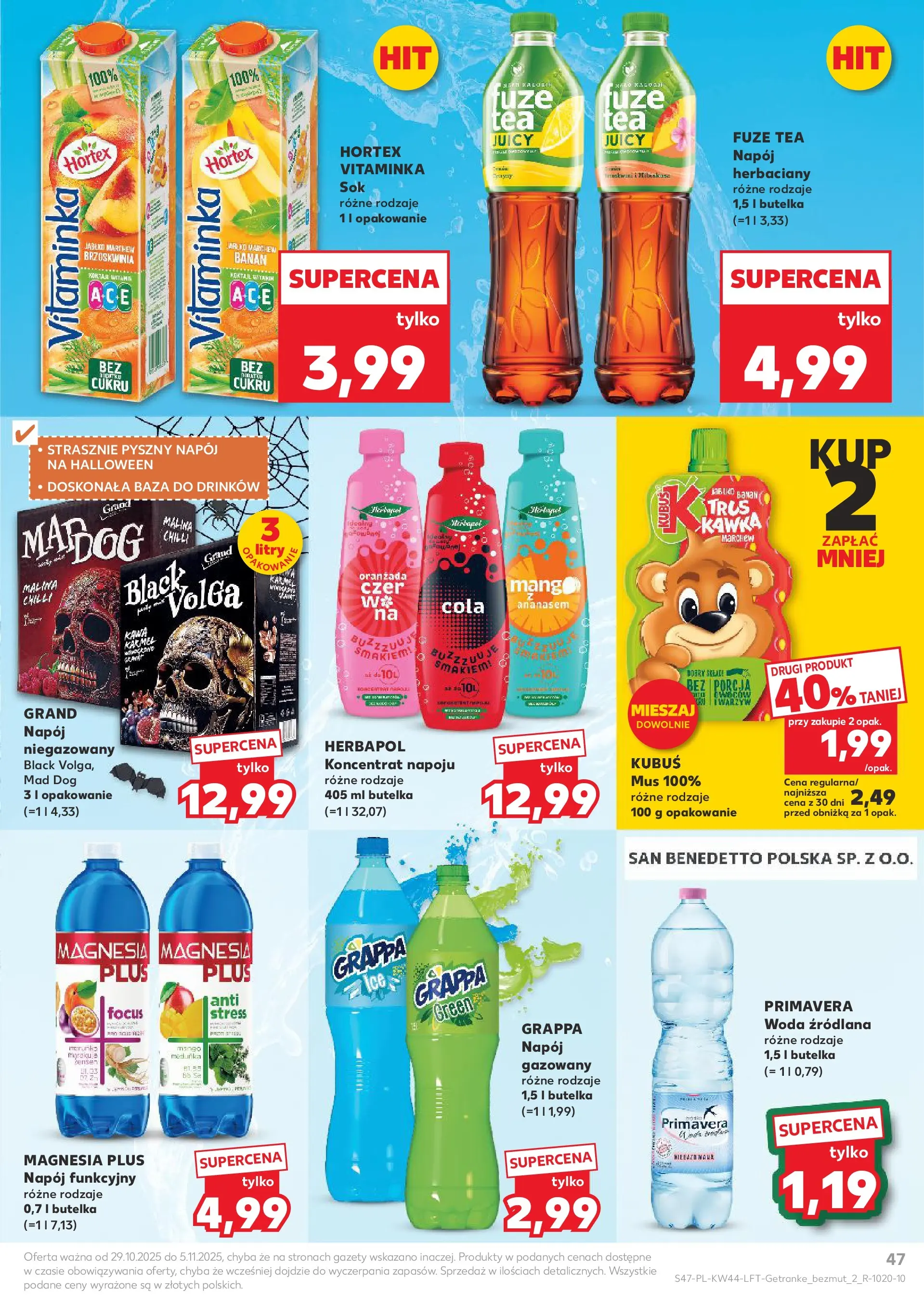 Kaufland gazetka od 29.10.2025 - od jutra PDF | Strona: 47 | Produkty: Malina, Woda źródlana, Banan, Woda