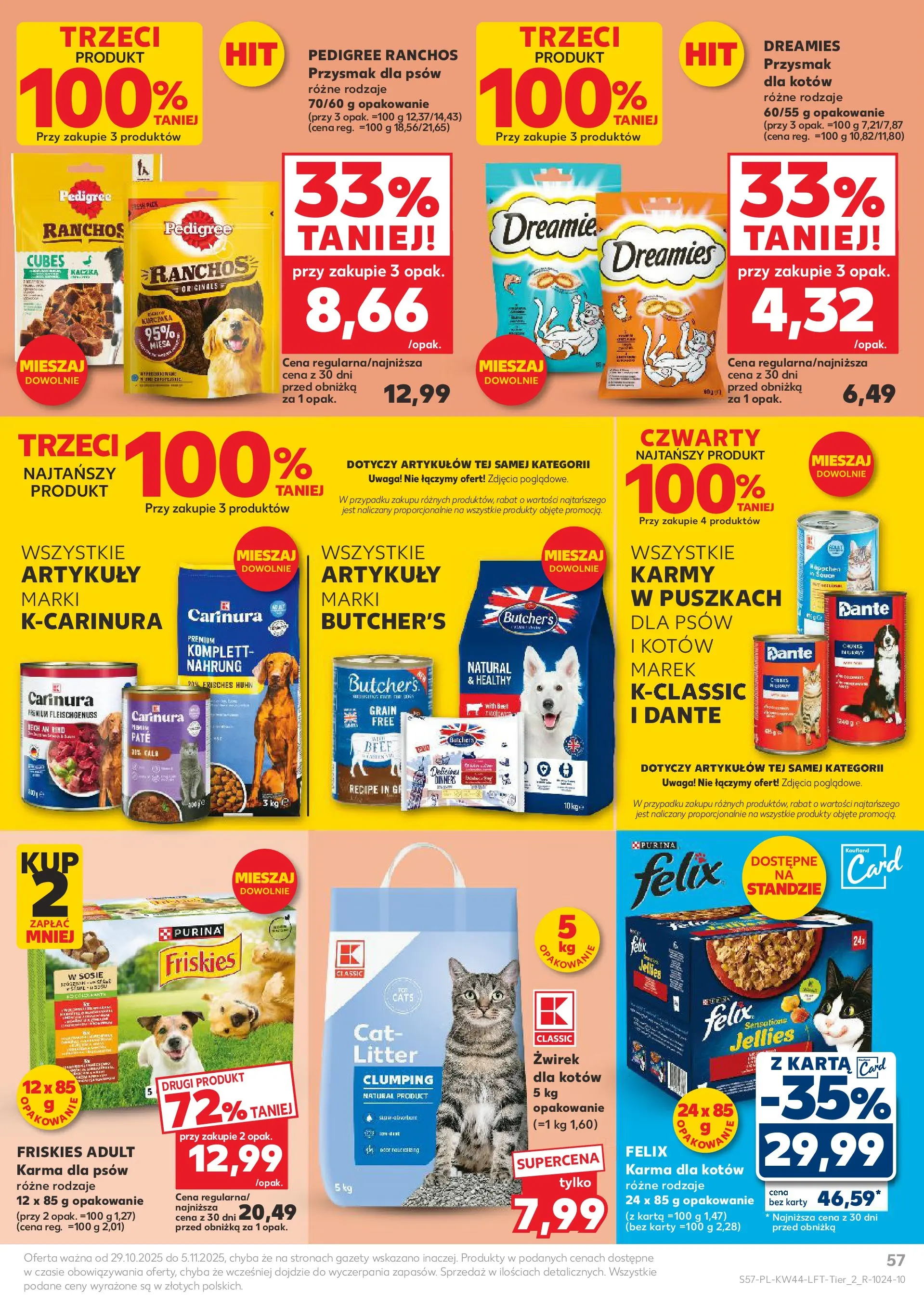 Kaufland gazetka od 29.10.2025 - od jutra PDF | Strona: 57 | Produkty: Kaczka, Pedigree, Karma dla kotów, Karma dla psów