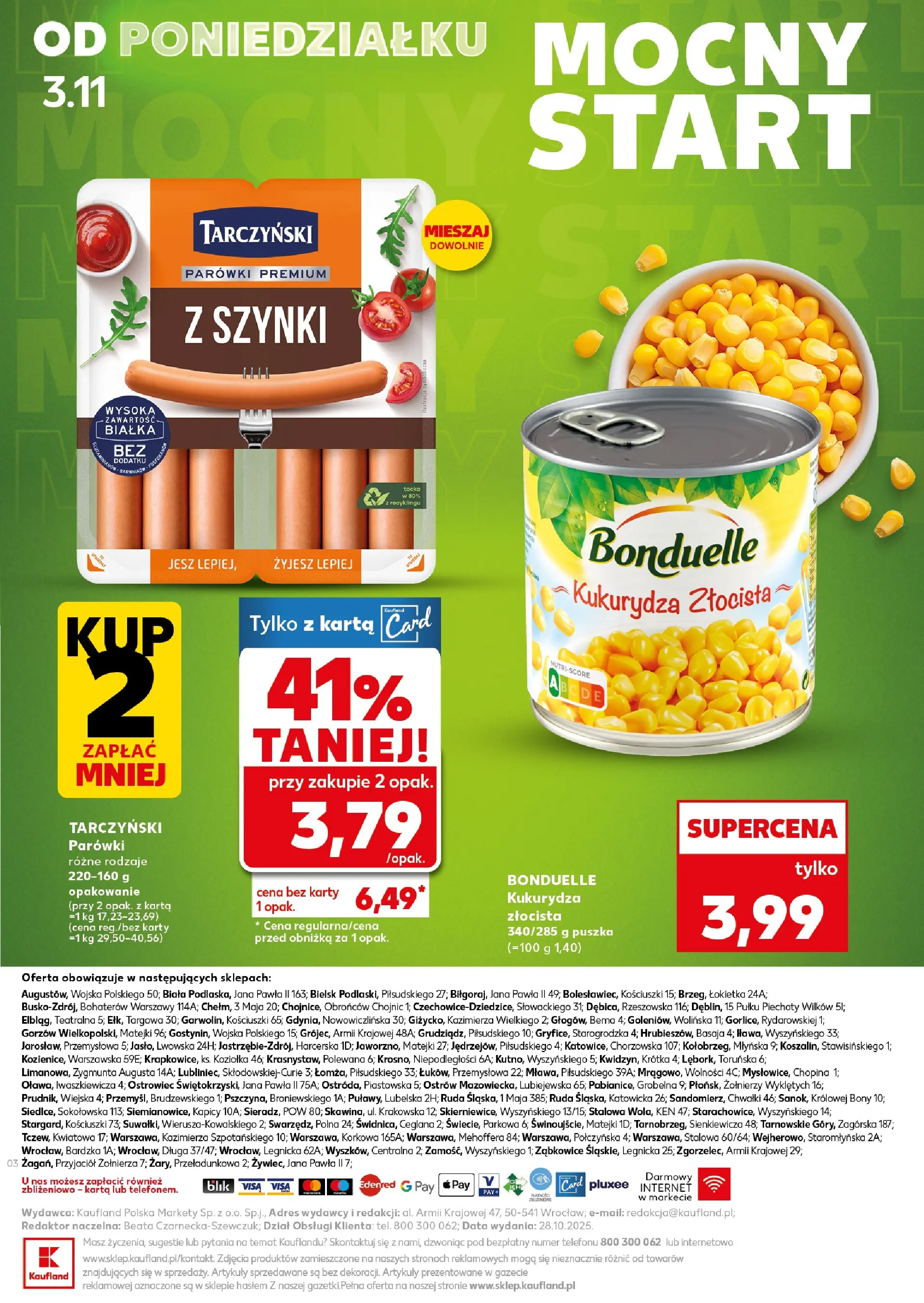 Kaufland gazetka od 29.10.2025 - od jutra PDF | Strona: 61 | Produkty: Karta, Kukurydza, Parówki
