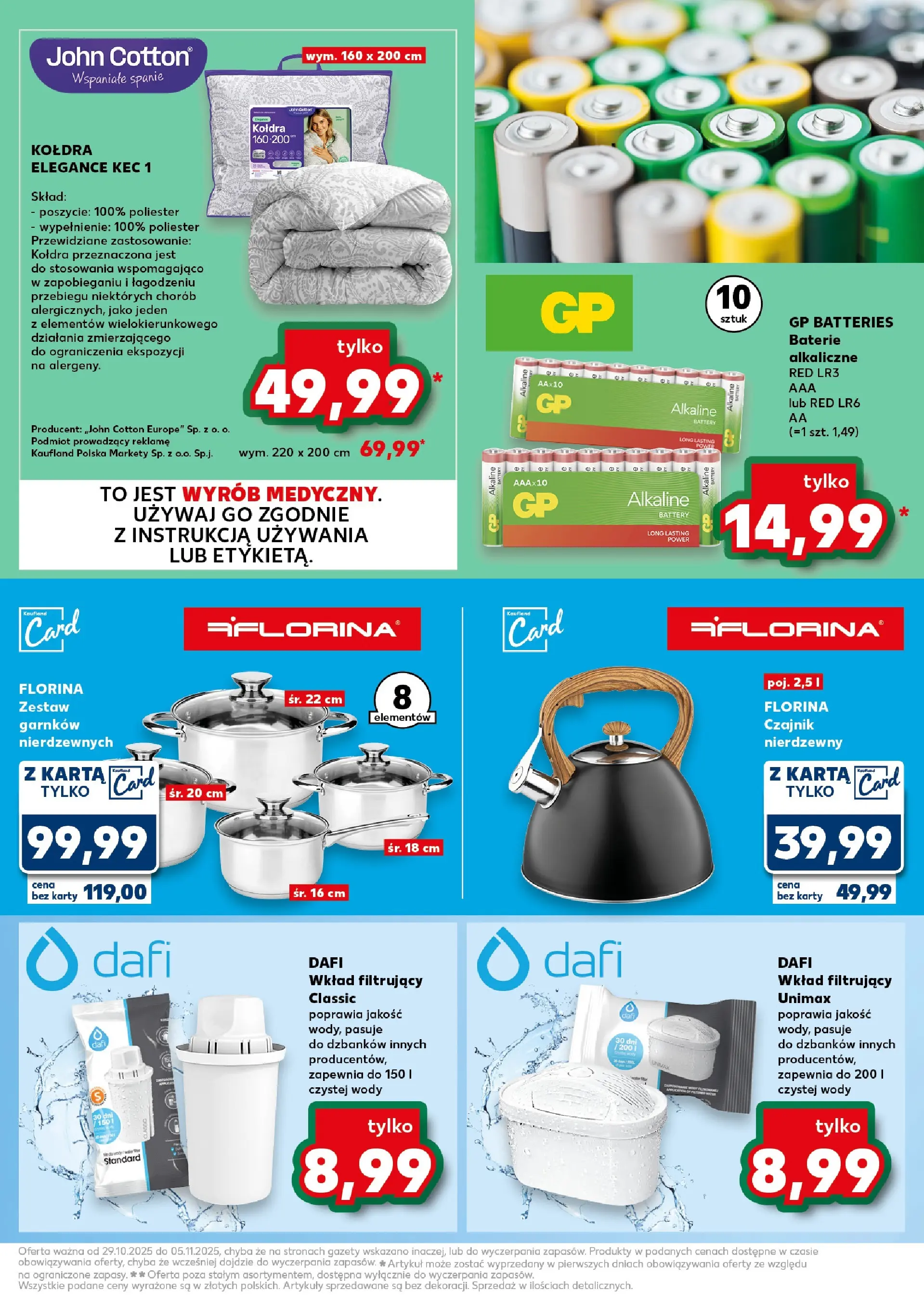 Kaufland gazetka od 29.10.2025 - od jutra PDF | Strona: 63 | Produkty: Karta, Czajnik, Baterie, Kołdra