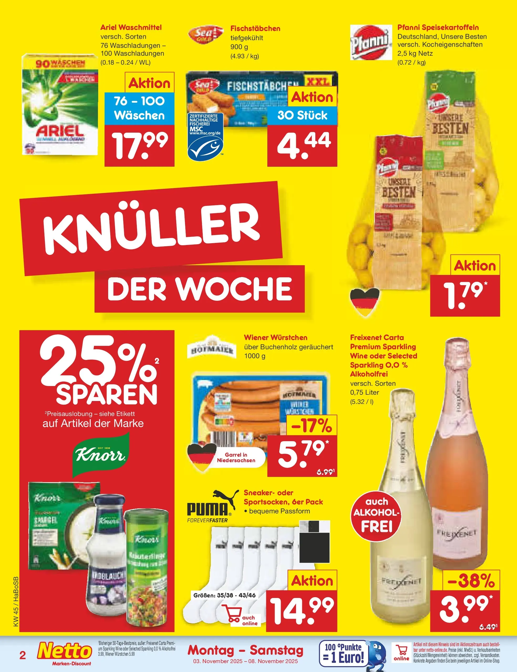 Netto Marken-Discount prospekt Wuppertal	 (ab 03.11.2025) » Angebote | Seite: 2 | Produkte: Wiener wurstchen, Freixenet, Fischstabchen, Waschmittel Netto Marken-Discount prospekt Wuppertal	 (ab 03.11.2025) » Angebote | Seite: 2 | Produkte: Wiener wurstchen, Freixenet, Fischstabchen, Waschmittel