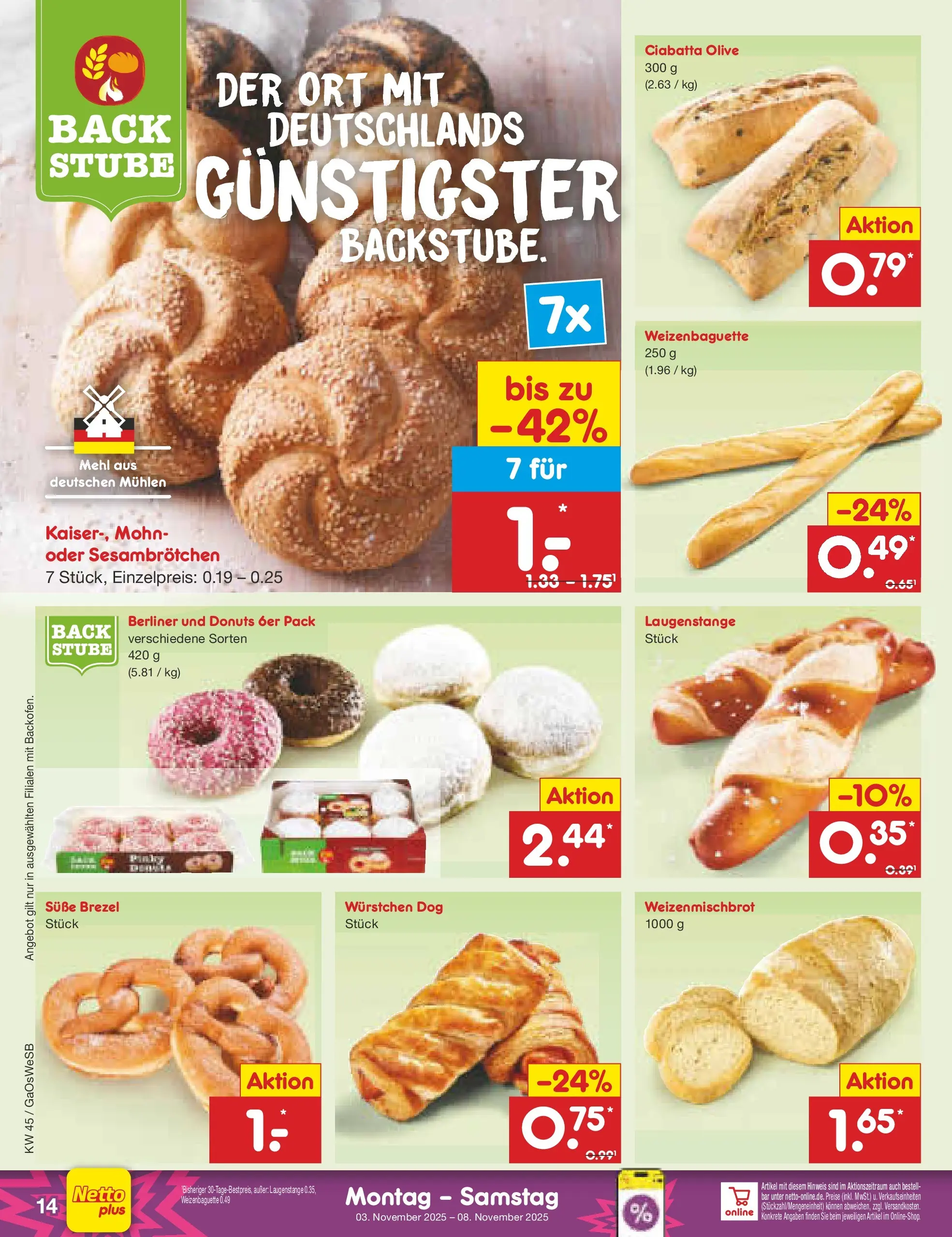 Netto Marken-Discount prospekt Moormerland (ab 03.11.2025) » Angebote | Seite: 14 | Produkte: Berliner, Mehl, Donuts Netto Marken-Discount prospekt Moormerland (ab 03.11.2025) » Angebote | Seite: 14 | Produkte: Berliner, Mehl, Donuts