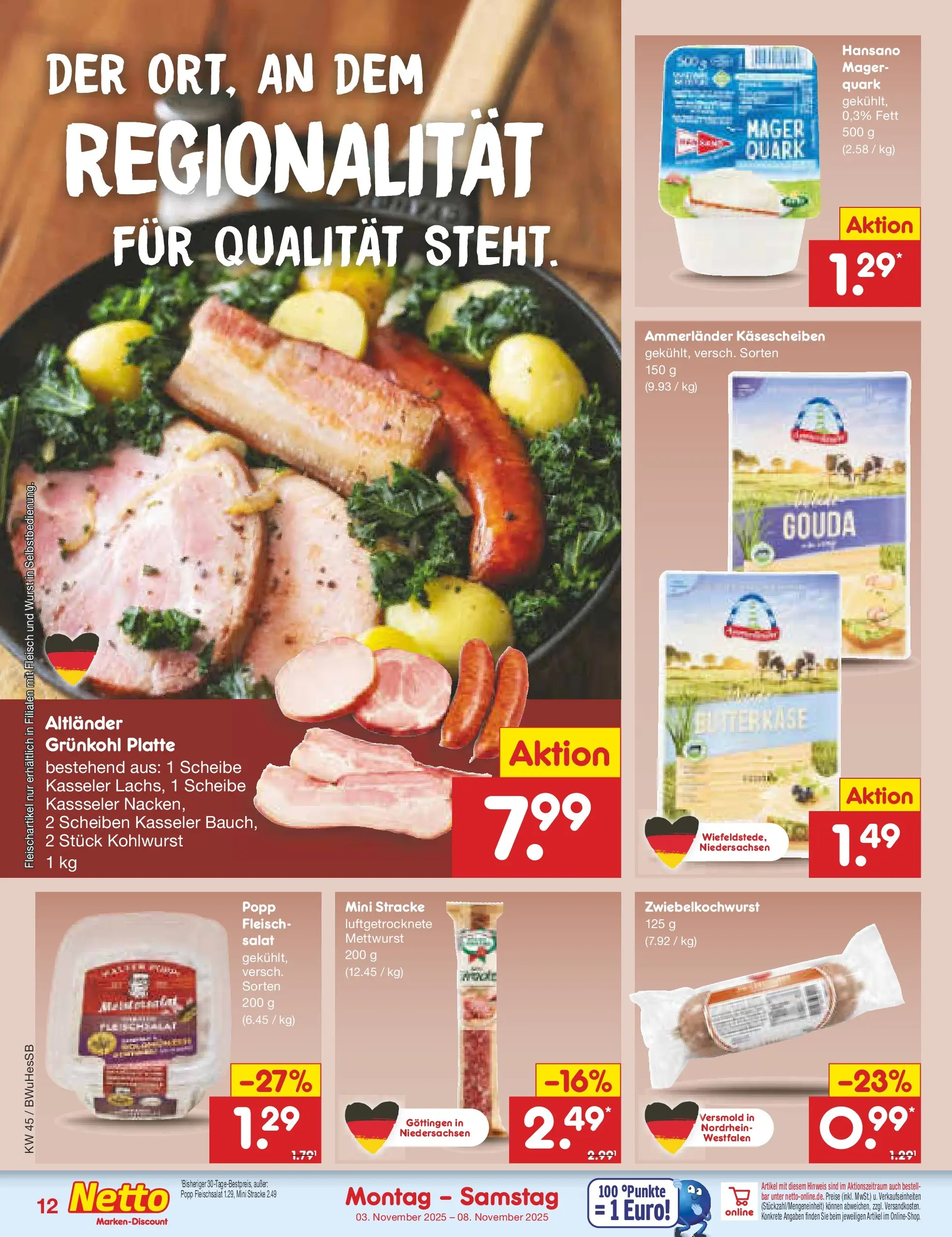 Netto Marken-Discount prospekt Witzenhausen	 (ab 03.11.2025) » Angebote | Seite: 12 | Produkte: Gouda, Wurst, Fleisch, Salat