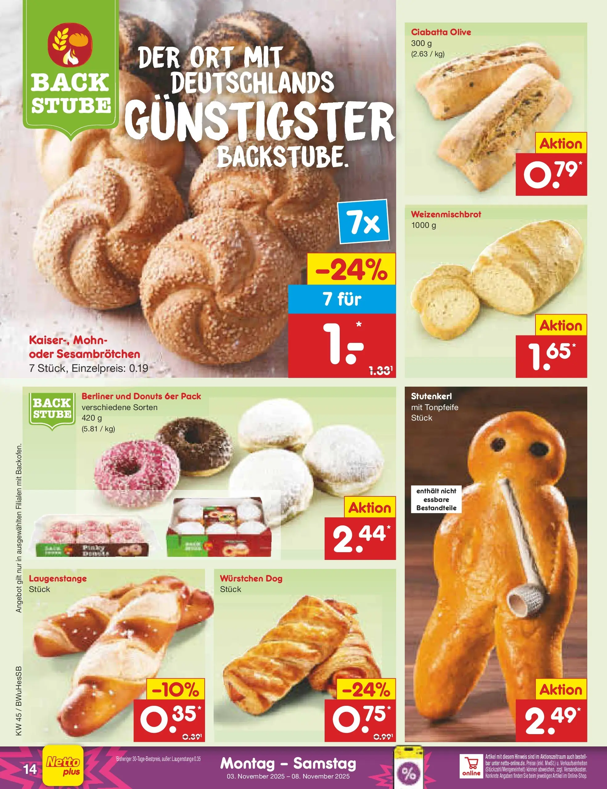 Netto Marken-Discount prospekt Witzenhausen	 (ab 03.11.2025) » Angebote | Seite: 14 | Produkte: Berliner, Donuts