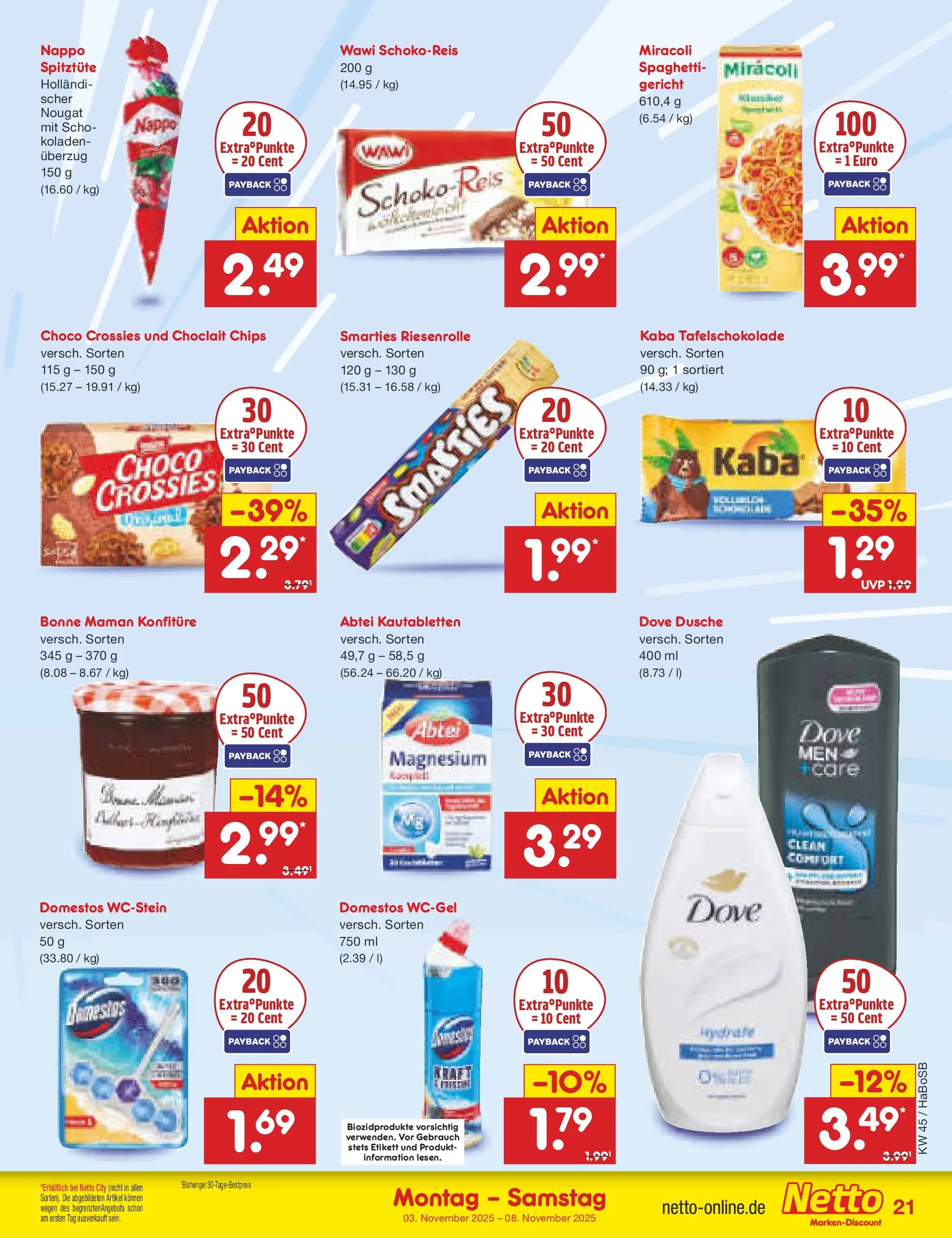 Netto Marken-Discount prospekt Wuppertal	 (ab 03.11.2025) » Angebote | Seite: 21 | Produkte: Dusche, Smarties, Chips, Bonne maman Netto Marken-Discount prospekt Wuppertal	 (ab 03.11.2025) » Angebote | Seite: 21 | Produkte: Dusche, Smarties, Chips, Bonne maman
