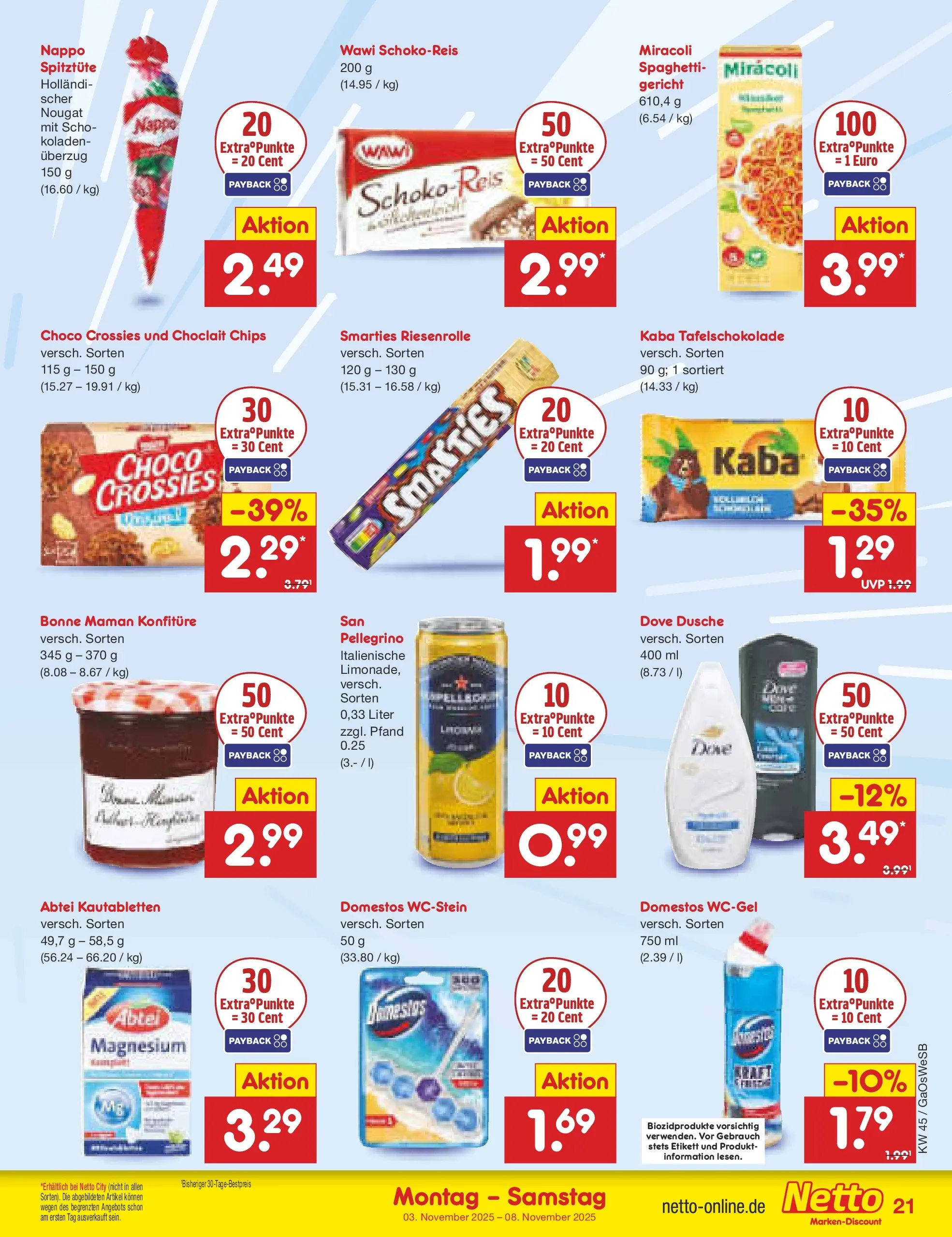 Netto Marken-Discount prospekt Moormerland (ab 03.11.2025) » Angebote | Seite: 21 | Produkte: Dusche, Smarties, Chips, Bonne maman Netto Marken-Discount prospekt Moormerland (ab 03.11.2025) » Angebote | Seite: 21 | Produkte: Dusche, Smarties, Chips, Bonne maman