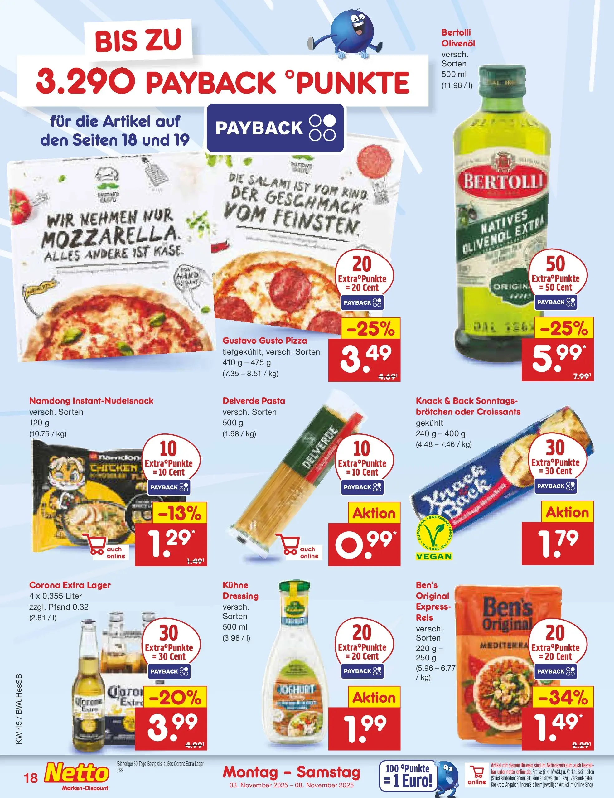 Netto Marken-Discount prospekt Witzenhausen	 (ab 03.11.2025) » Angebote | Seite: 18 | Produkte: Olivenol, Dressing, Pasta, Salami