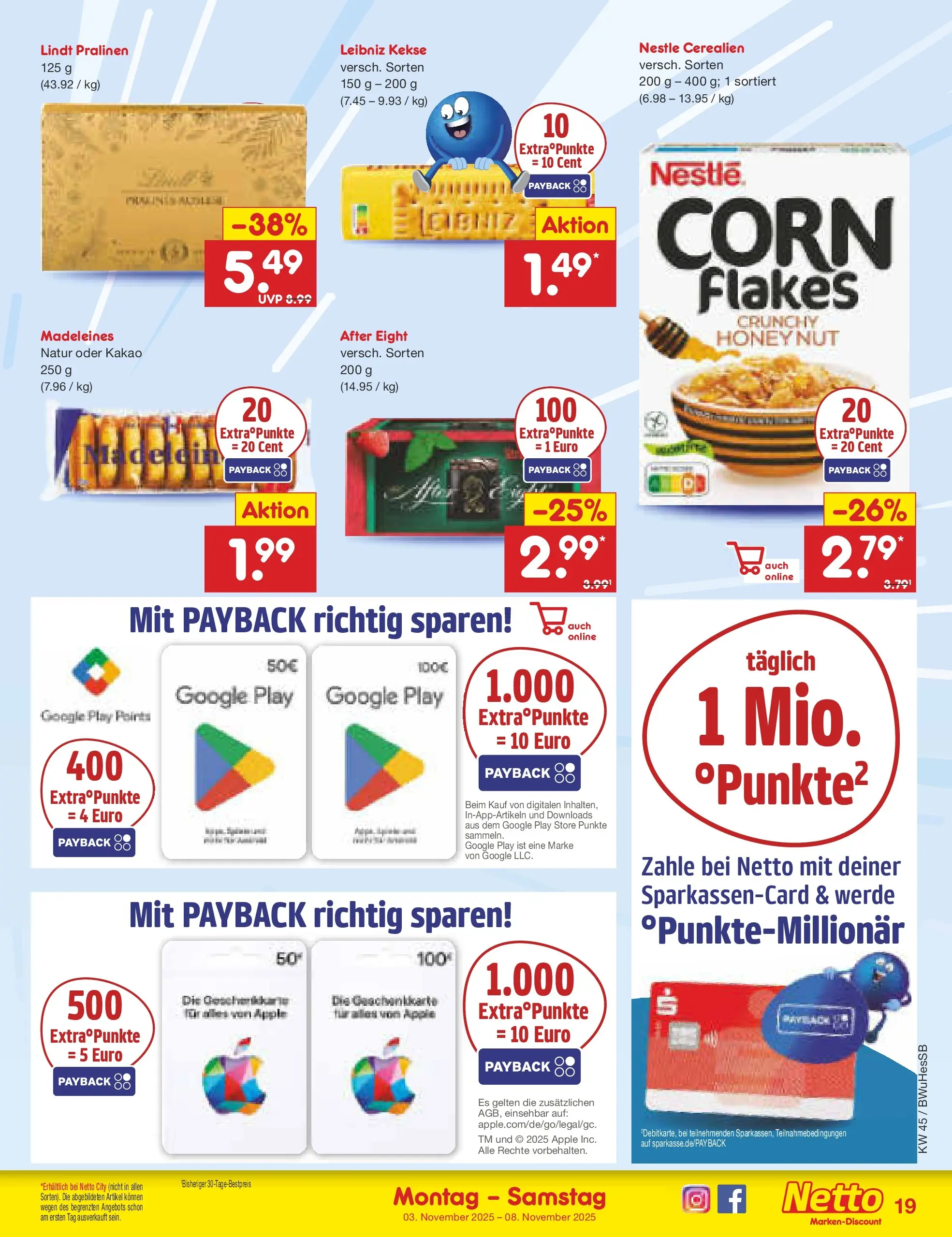 Netto Marken-Discount prospekt Witzenhausen	 (ab 03.11.2025) » Angebote | Seite: 19 | Produkte: Apple, Lindt, Kekse