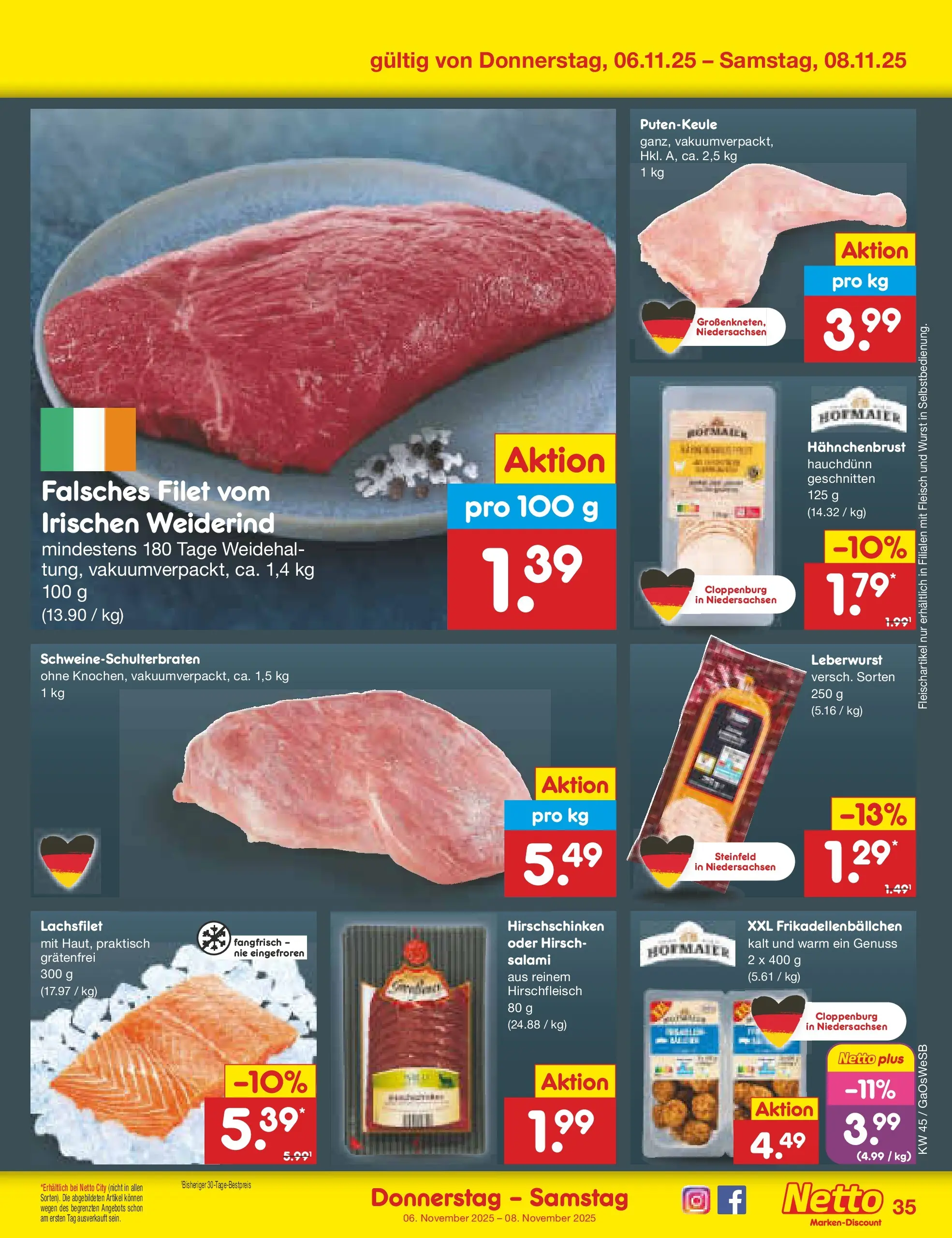 Netto Marken-Discount prospekt Moormerland (ab 03.11.2025) » Angebote | Seite: 39 | Produkte: Wurst, Salami, Fleisch, Hahnchenbrust Netto Marken-Discount prospekt Moormerland (ab 03.11.2025) » Angebote | Seite: 39 | Produkte: Wurst, Salami, Fleisch, Hahnchenbrust