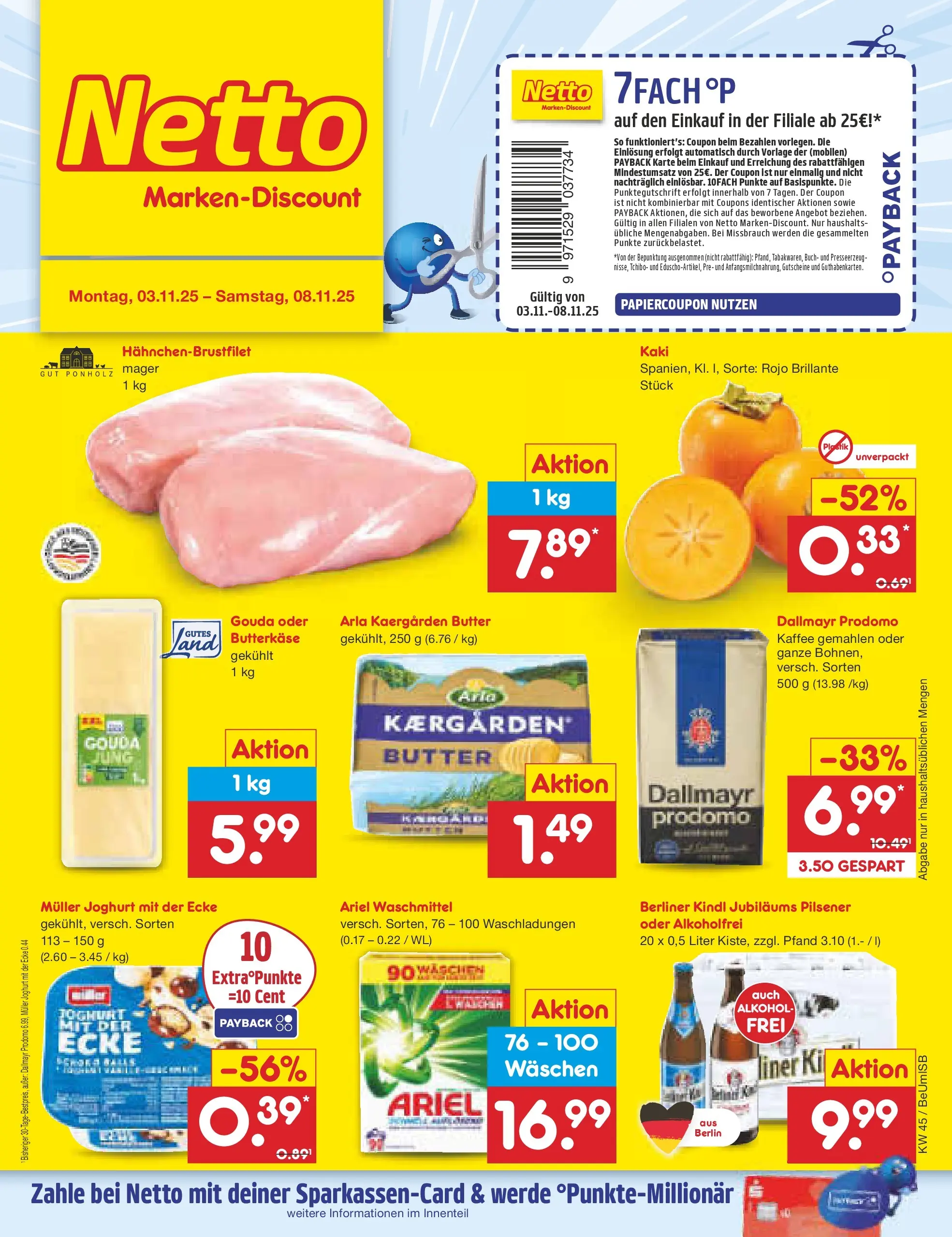 Netto Marken-Discount prospekt Kremmen	 (ab 03.11.2025) » Angebote | Seite: 1 | Produkte: Berliner, Joghurt, Kaffee, Gouda
