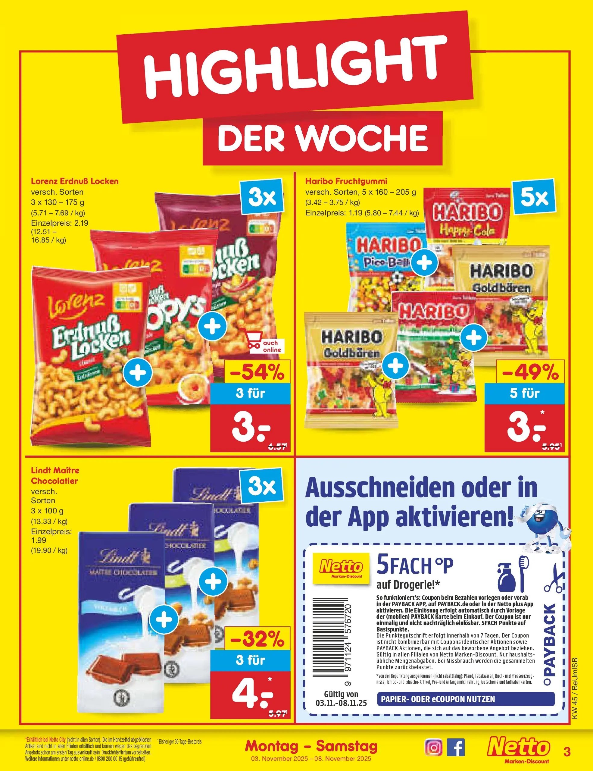 Netto Marken-Discount prospekt Kremmen	 (ab 03.11.2025) » Angebote | Seite: 3 | Produkte: Haribo, Lindt
