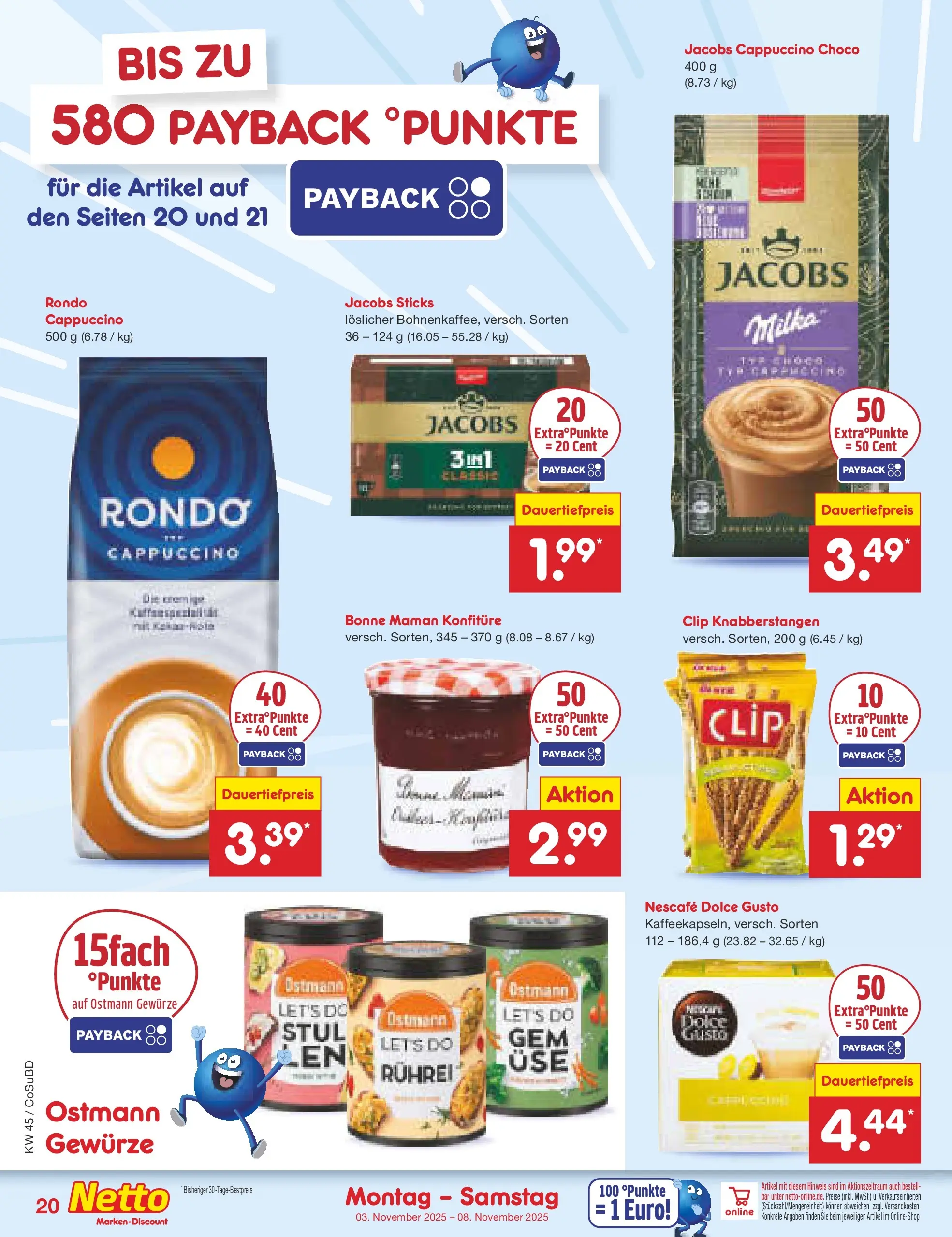 Netto Marken-Discount prospekt Delitzsch	 (ab 03.11.2025) » Angebote | Seite: 20 | Produkte: Nescafe, Gewürze, Bonne maman, Dolce gusto